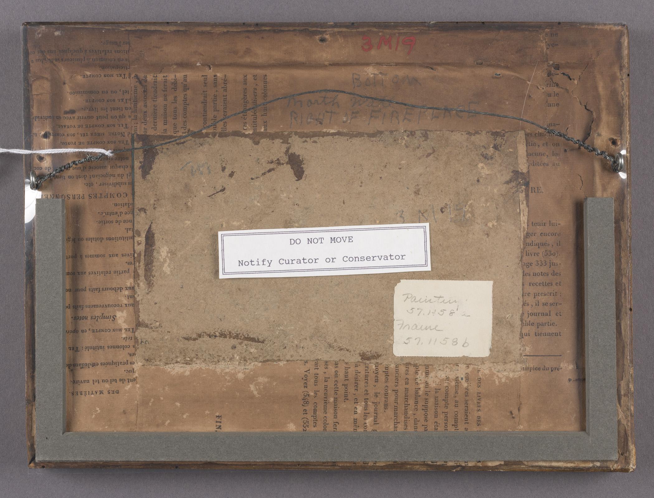 1957.1158 A Drawing, B Frame, view 3, reverse