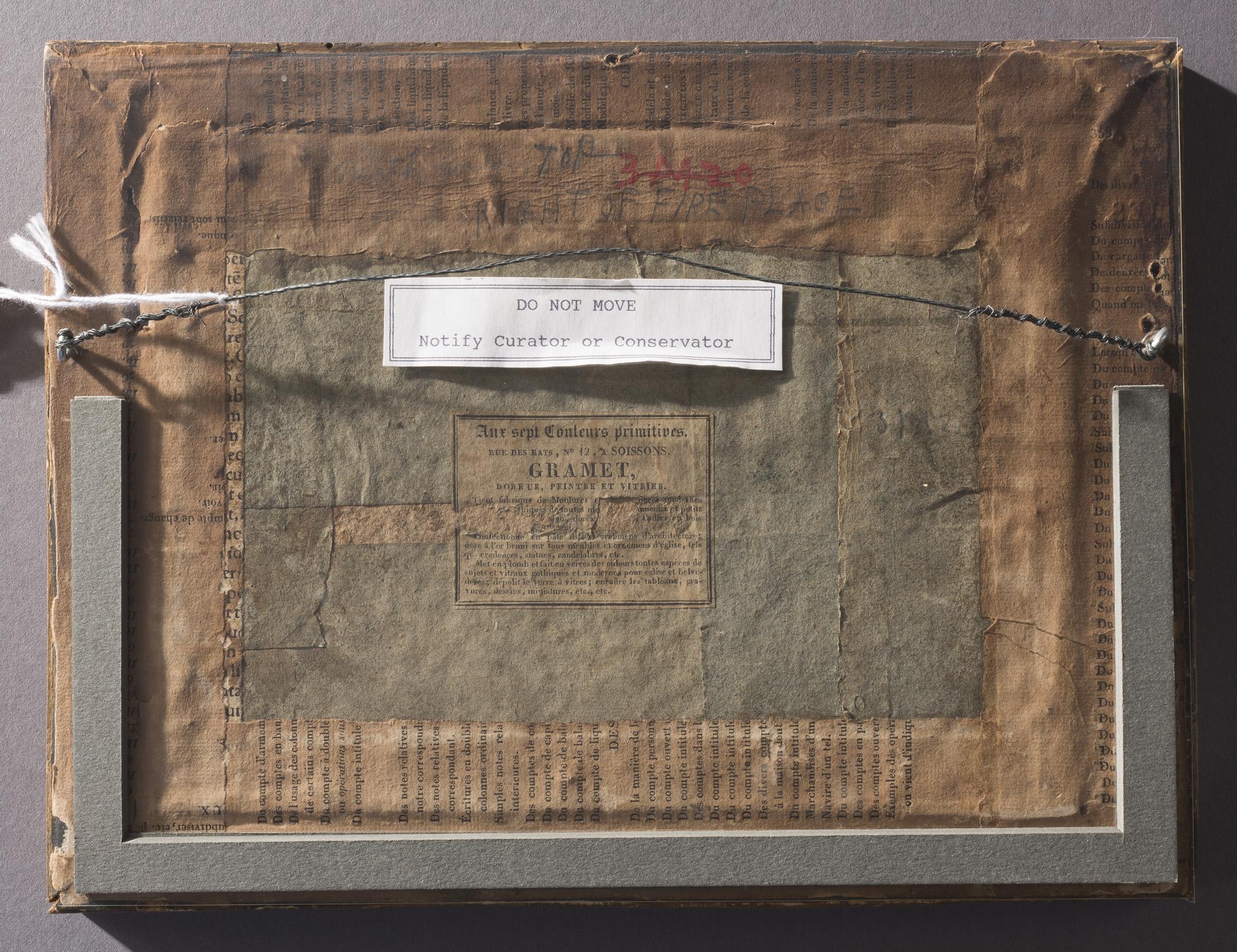 1957.1159 A Drawing, B Frame, view 4, reverse, raking light