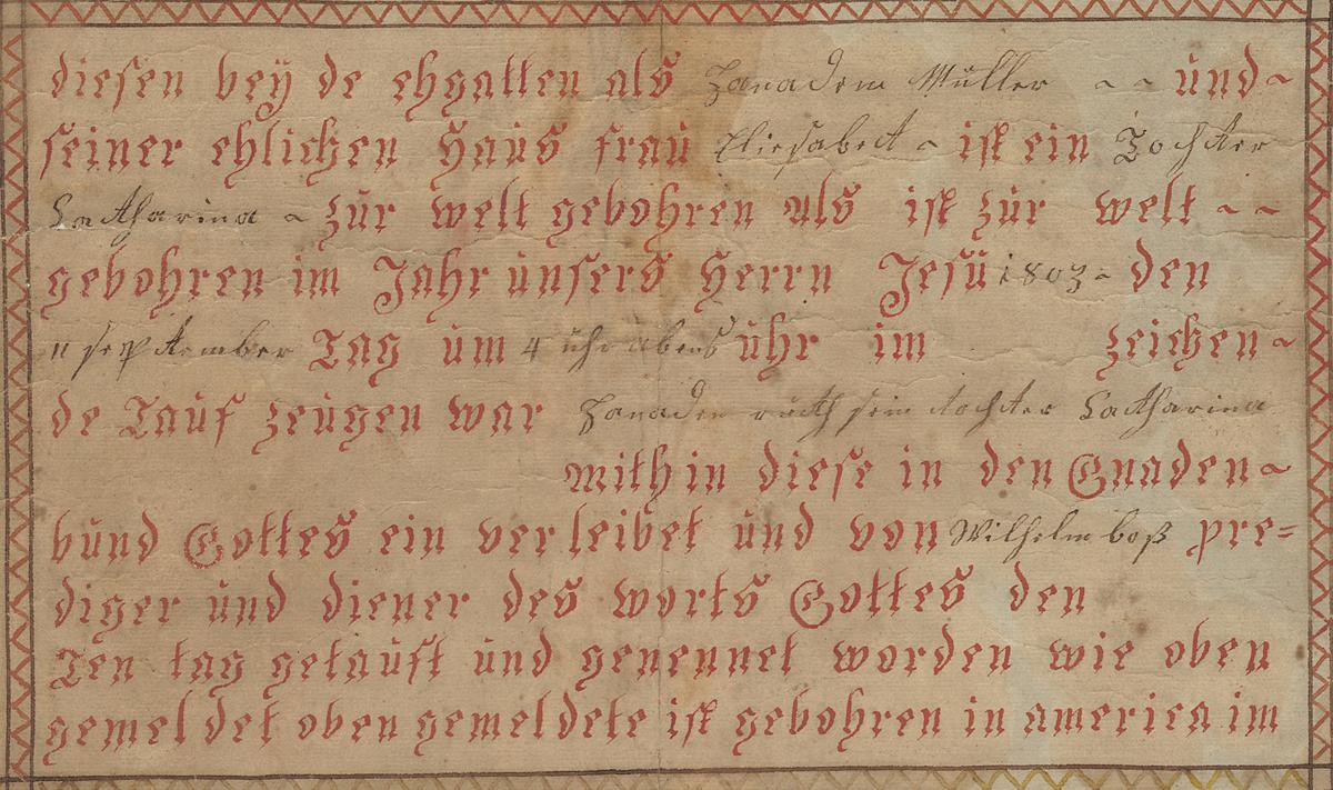 1957.1179 Fraktur, Detail