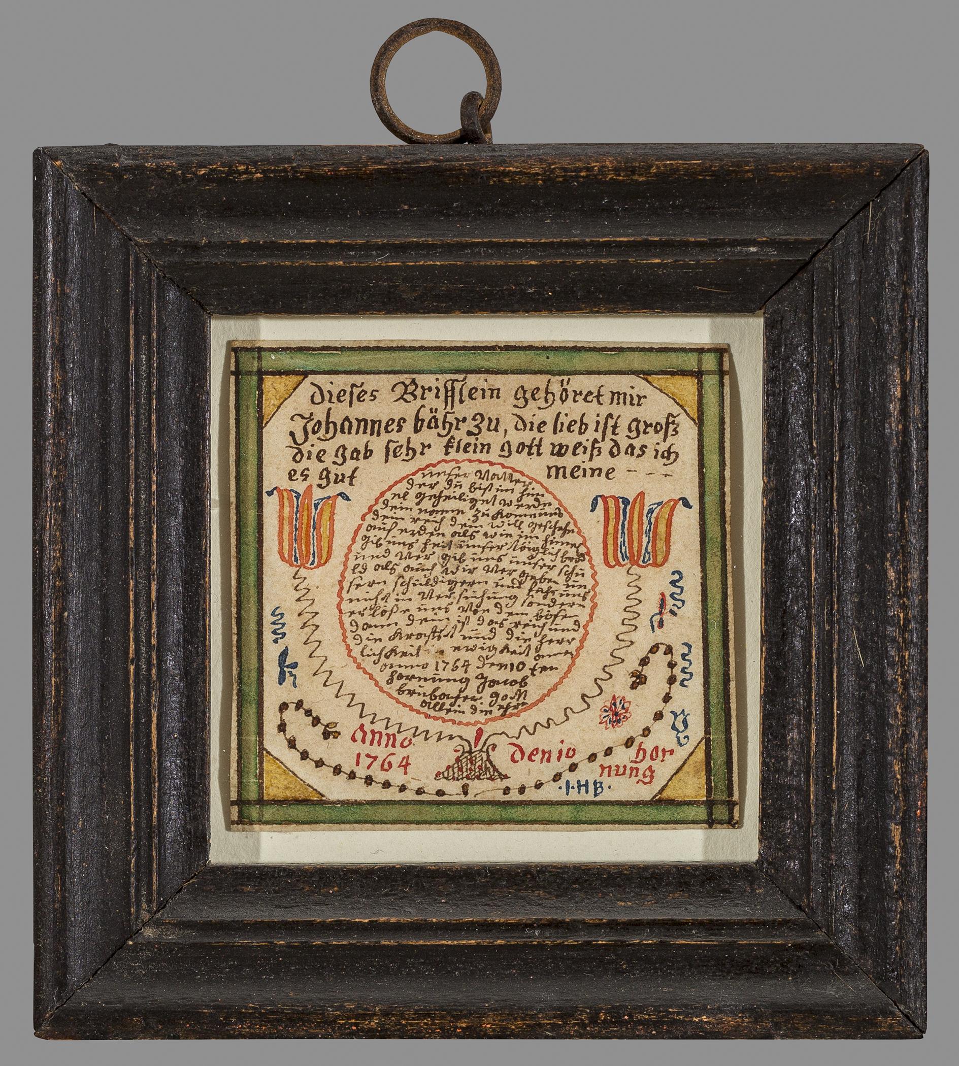 1961.1127 Fraktur, 1957.1185 A Frame, view 1