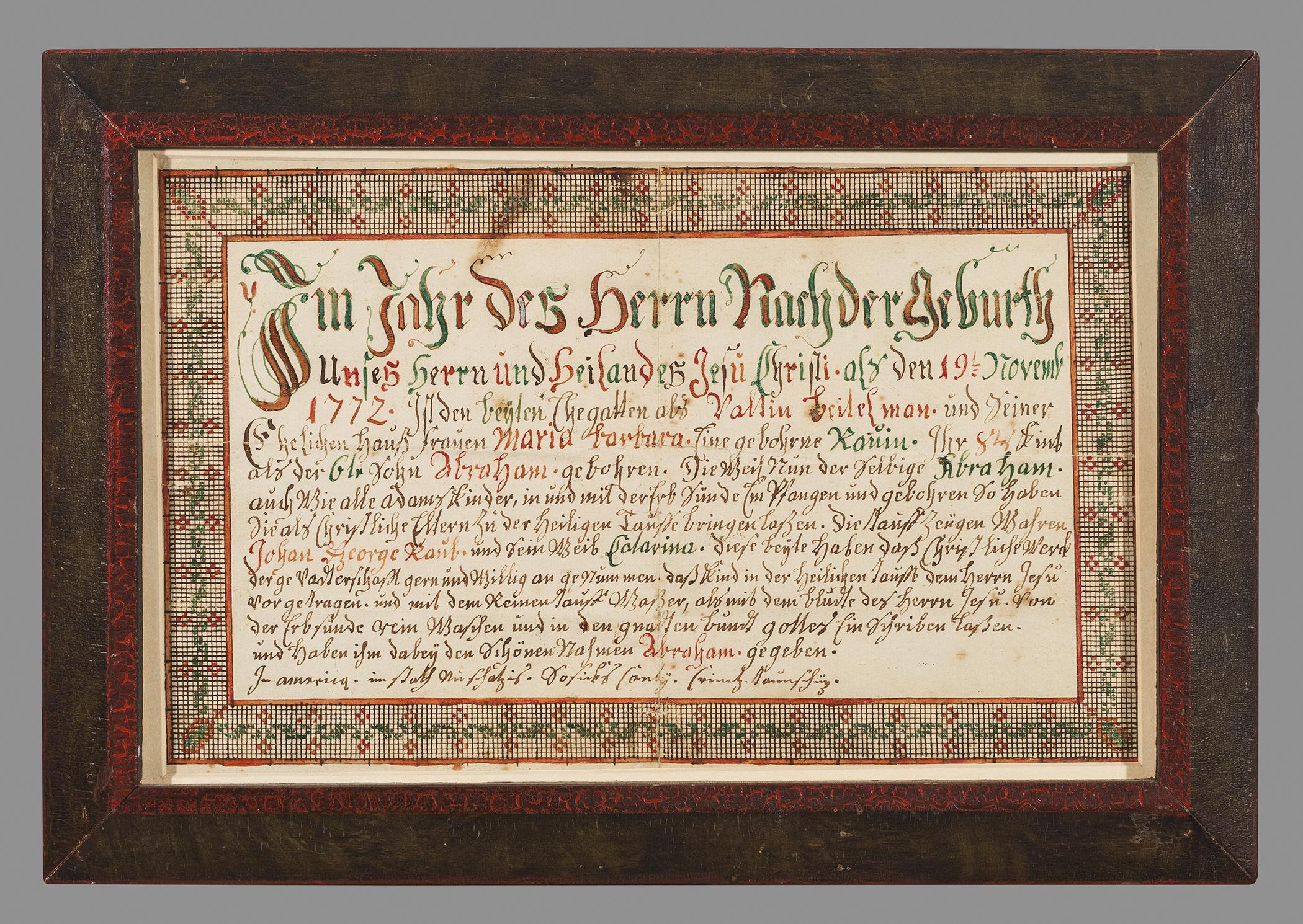 1957.1189 A Fraktur, B Frame, view 1