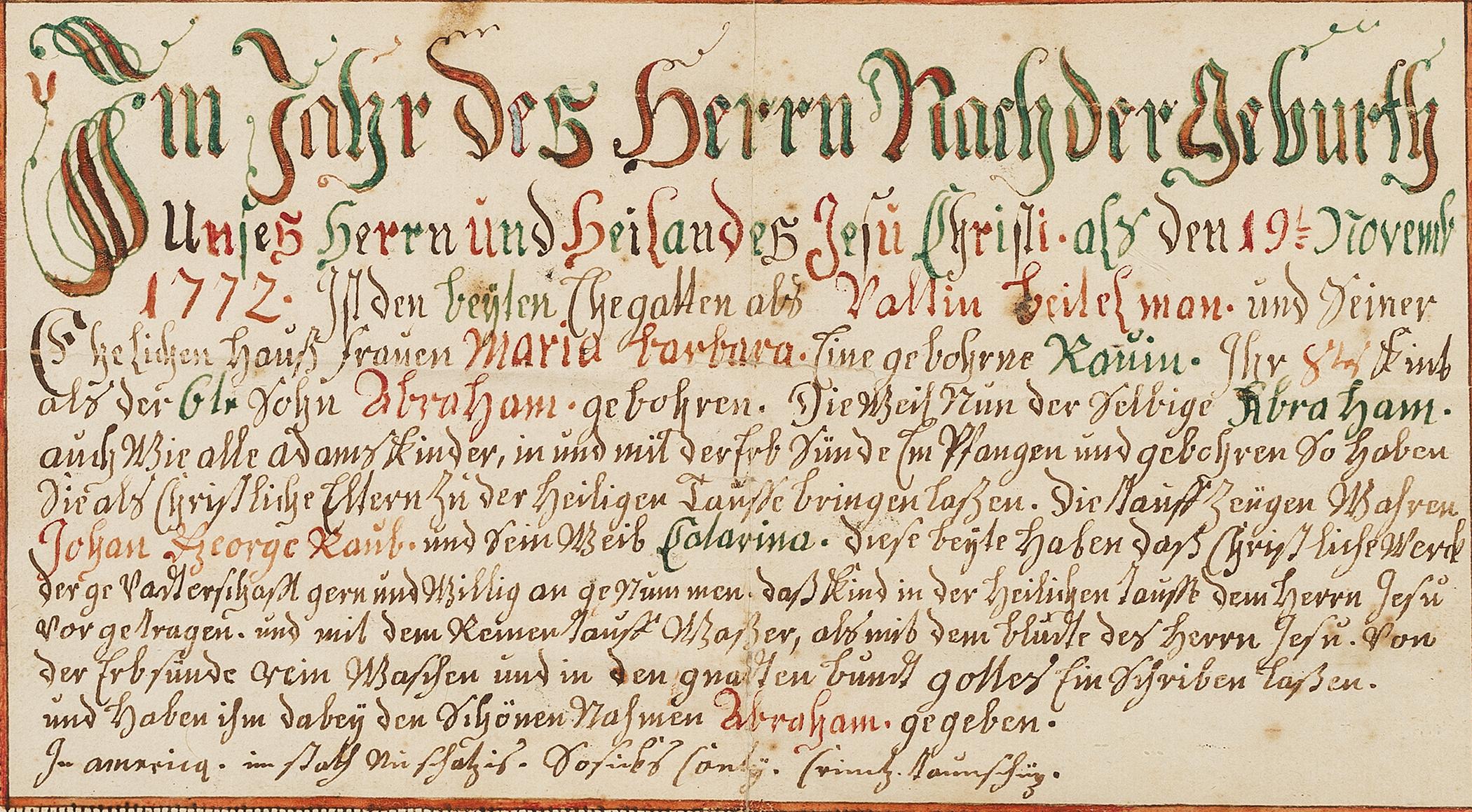 1957.1189 A Fraktur, detail 1