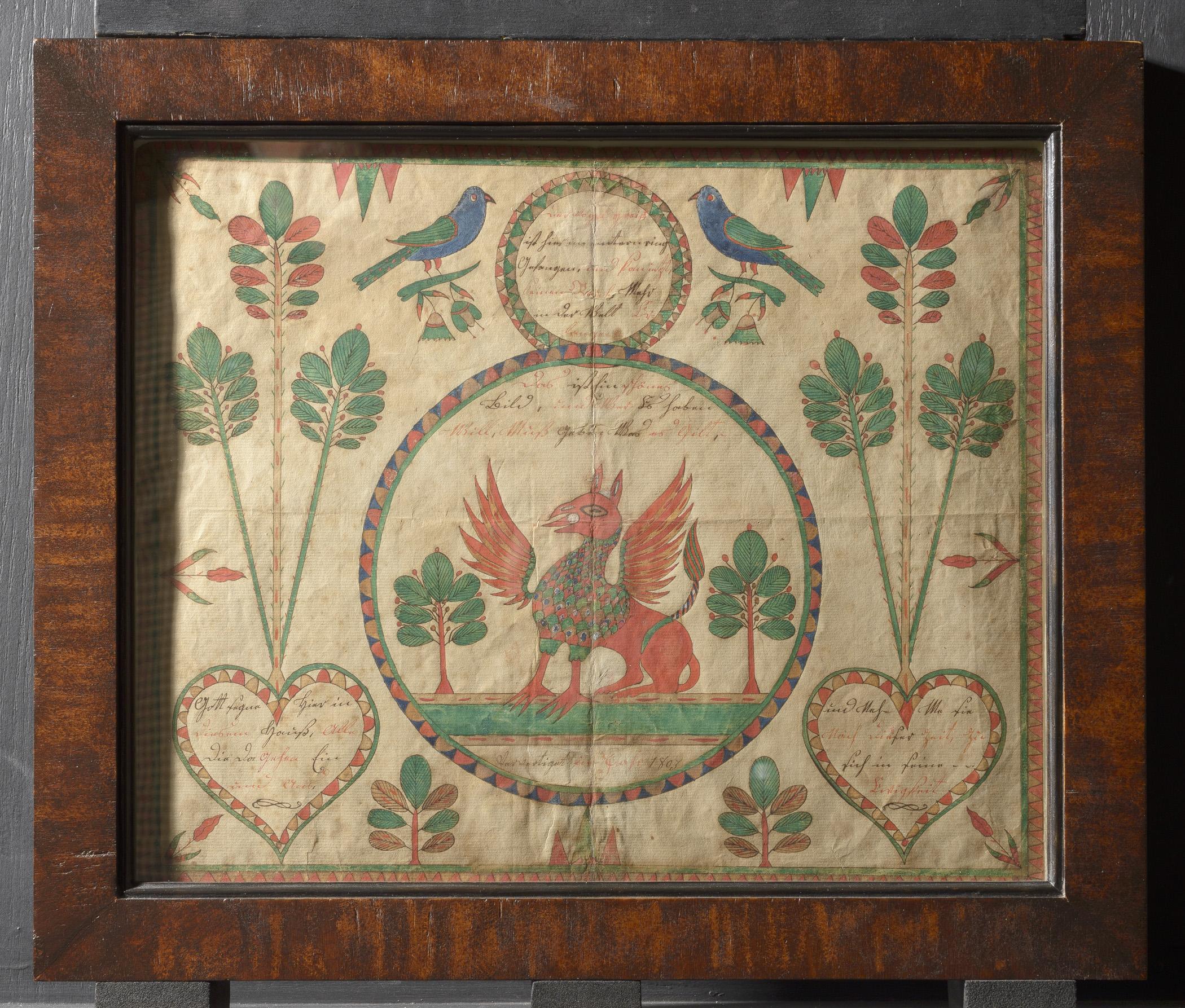 1957.1190 Fraktur, view 2, raking light