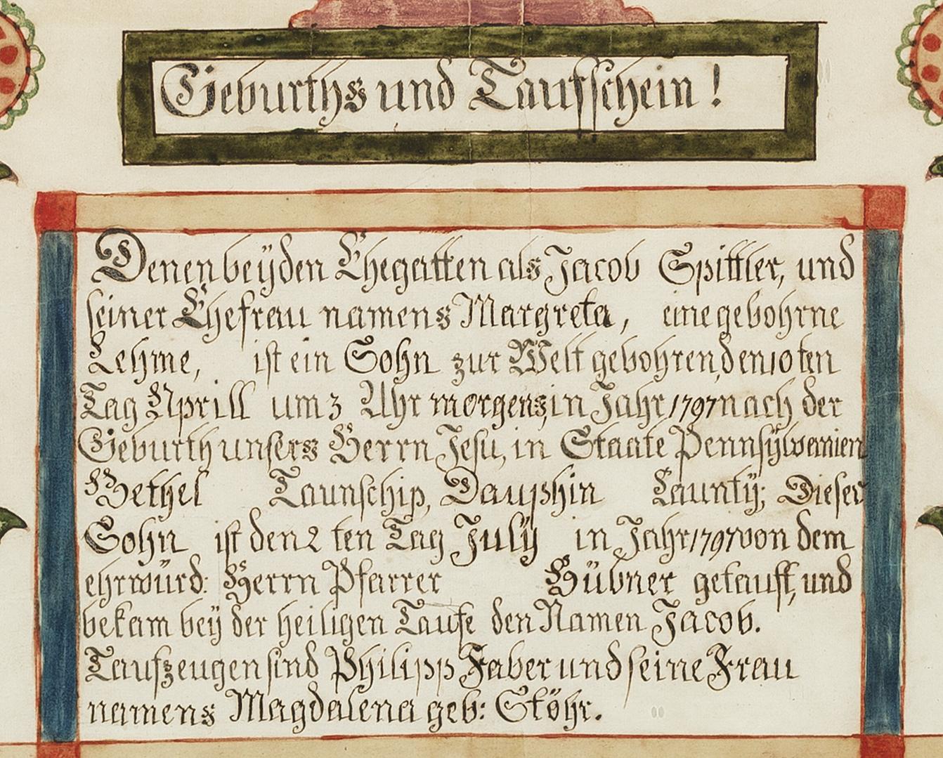 1957.1192 A Fraktur, detail 1