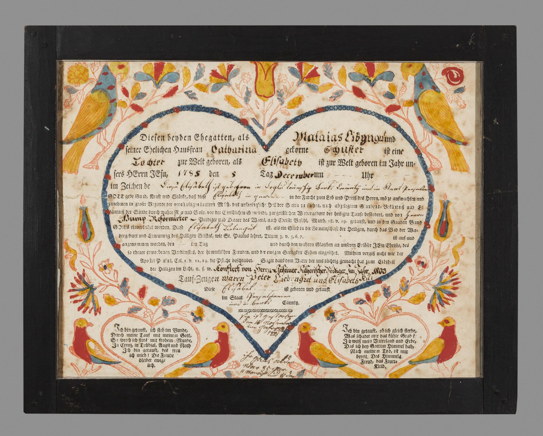 1957.1198 Fraktur, 1965.2334 Frame, view 1