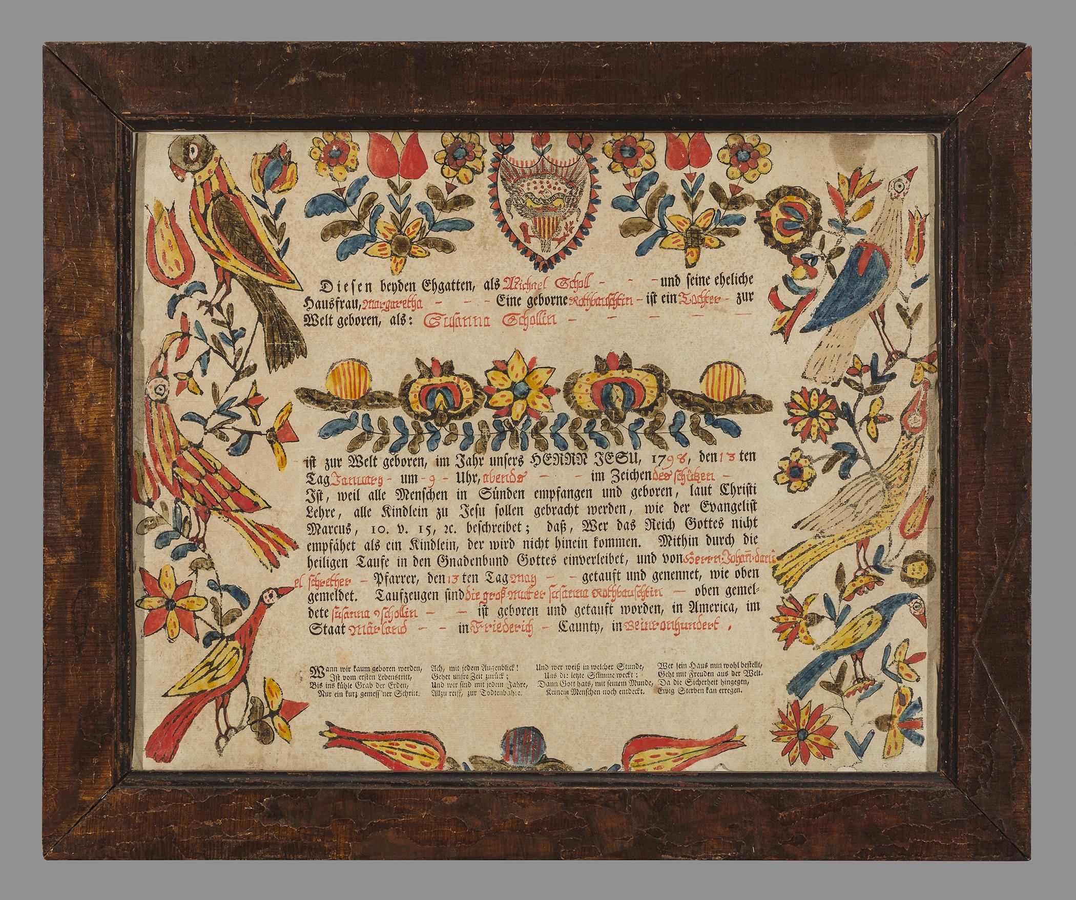 1957.1201 A Fraktur, B Frame, view 1
