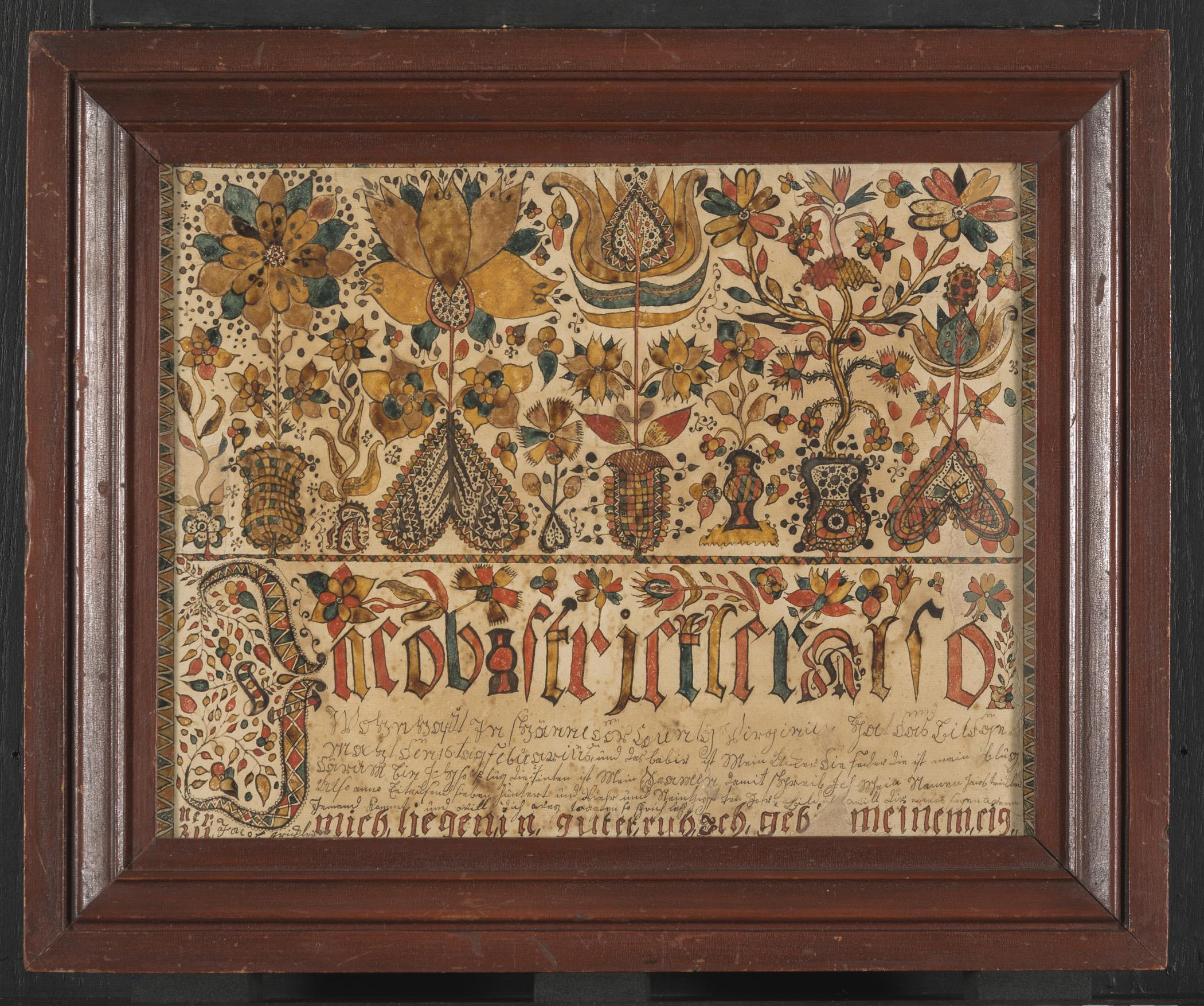 1957.1208 A Fraktur, B Frame, view 1