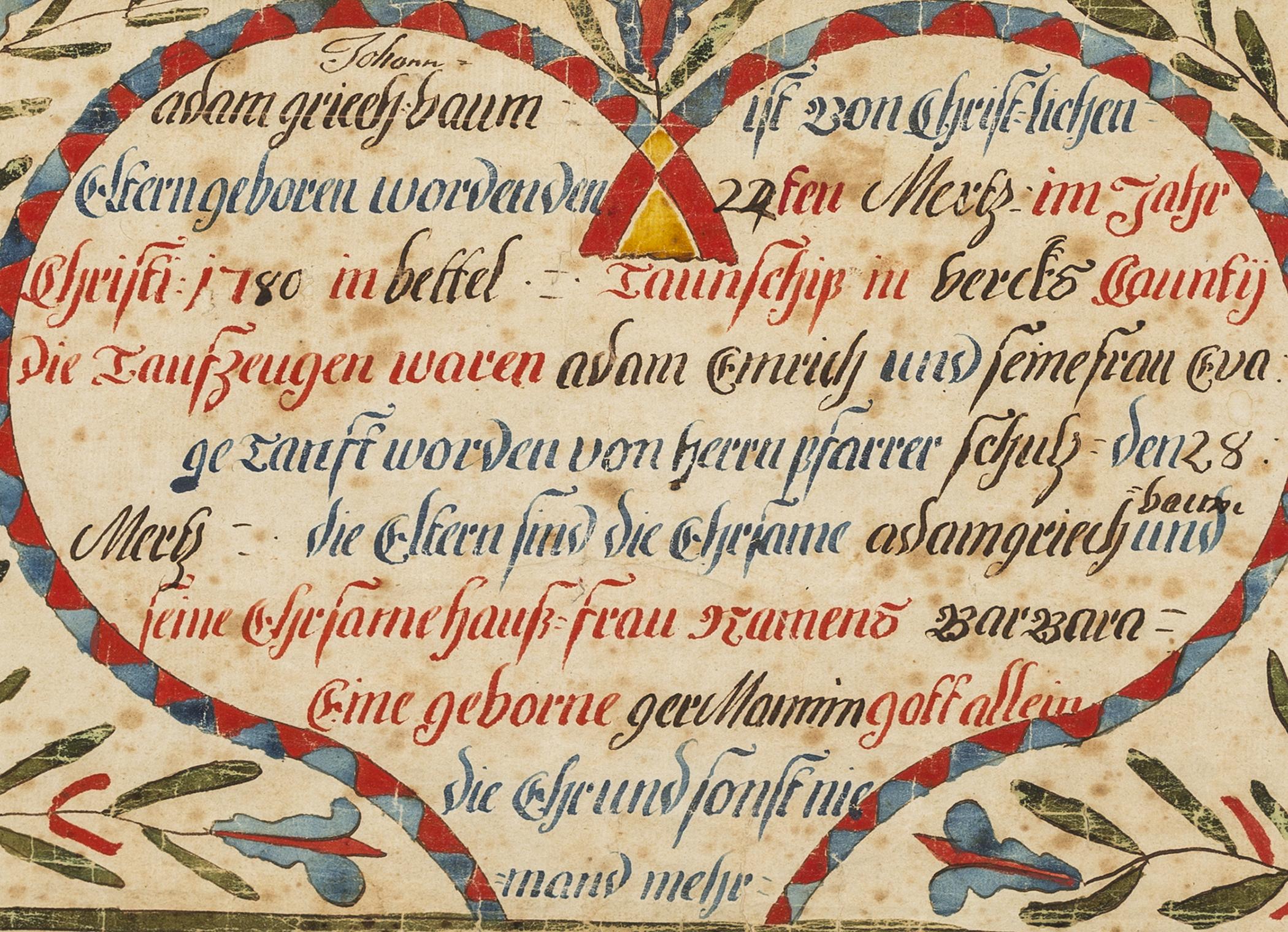 1957.1209 A Fraktur, detail 1