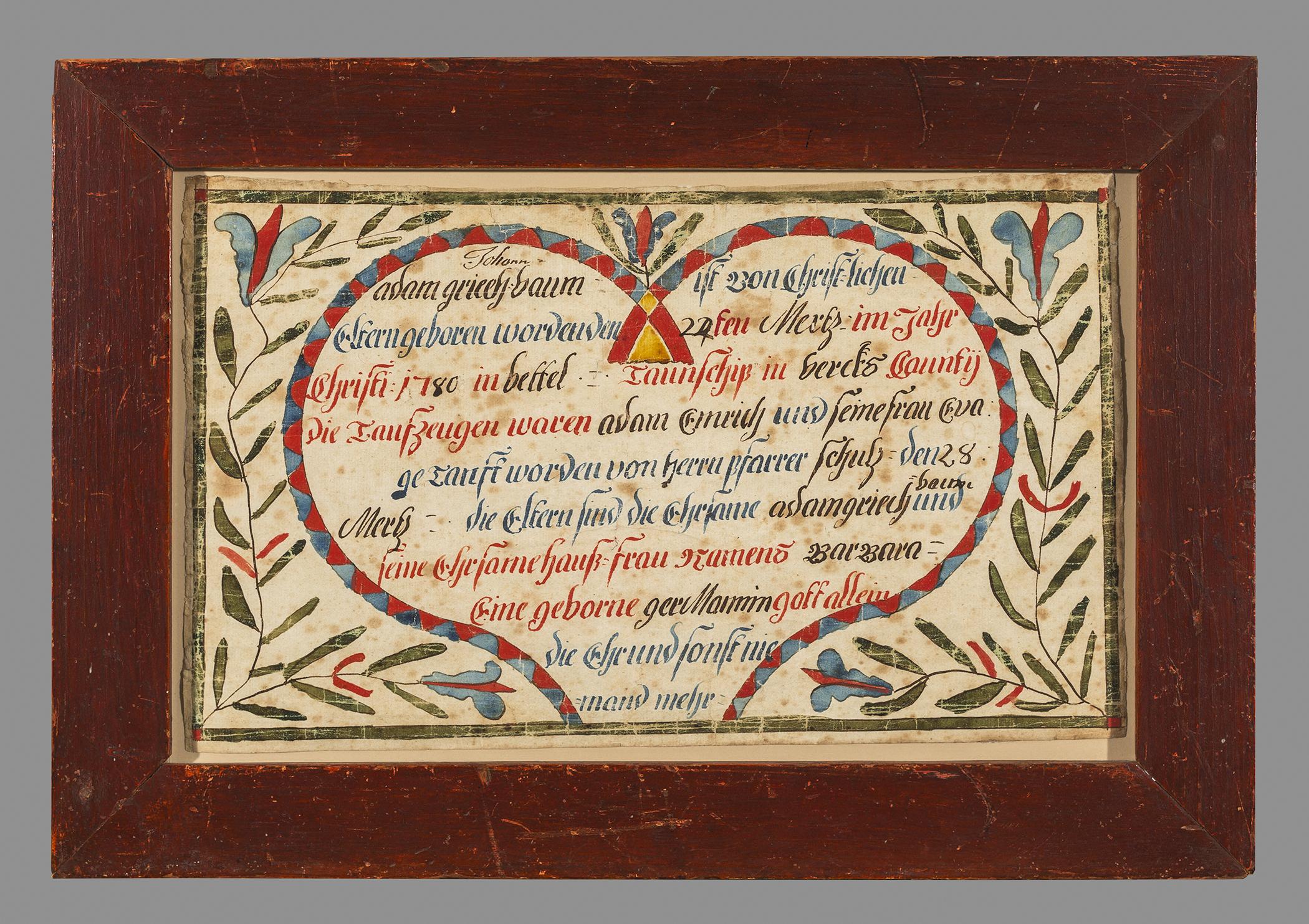 1957.1209 A Fraktur, B Frame, view 1