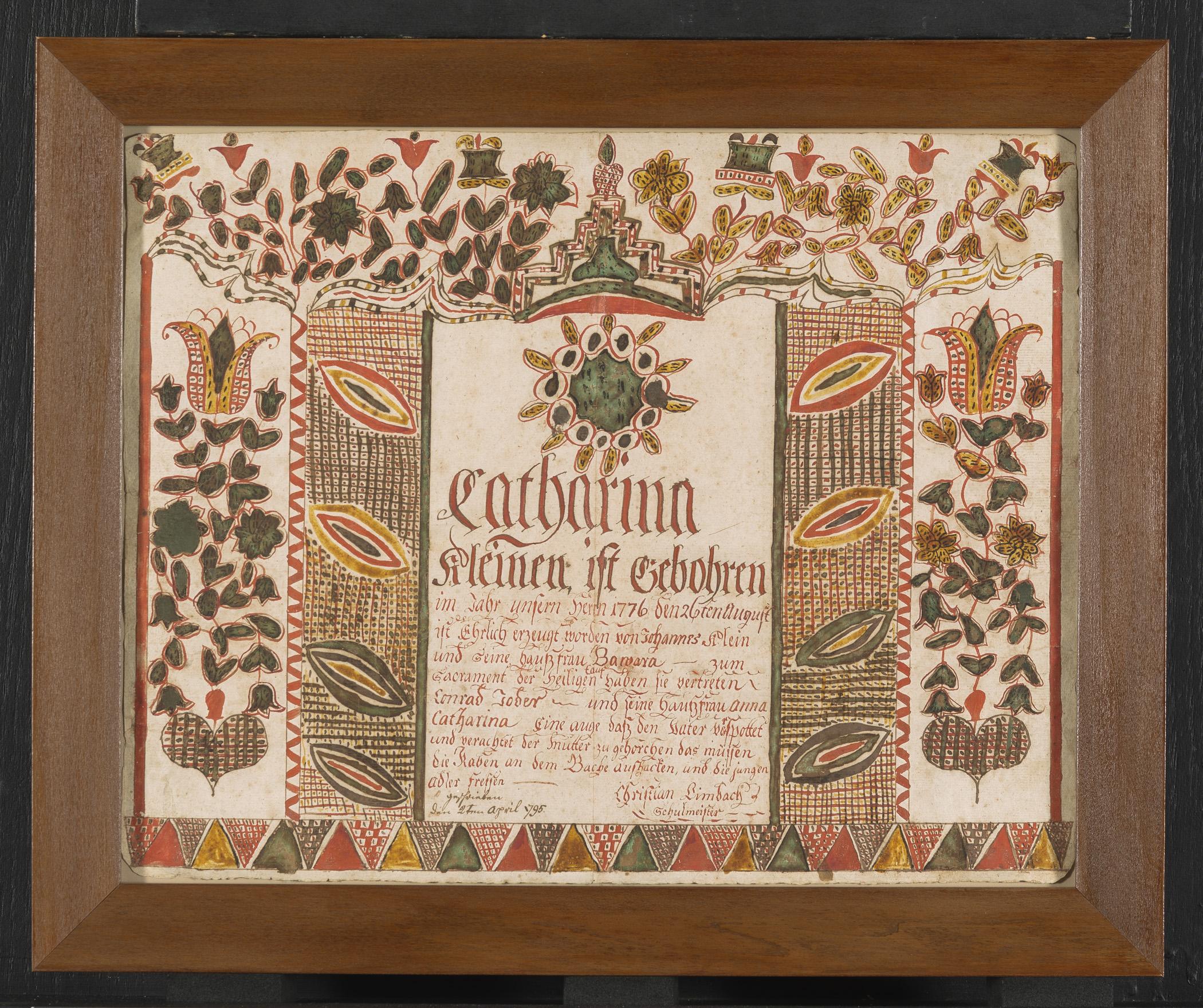 1957.1211 A Fraktur, B Frame, view 1