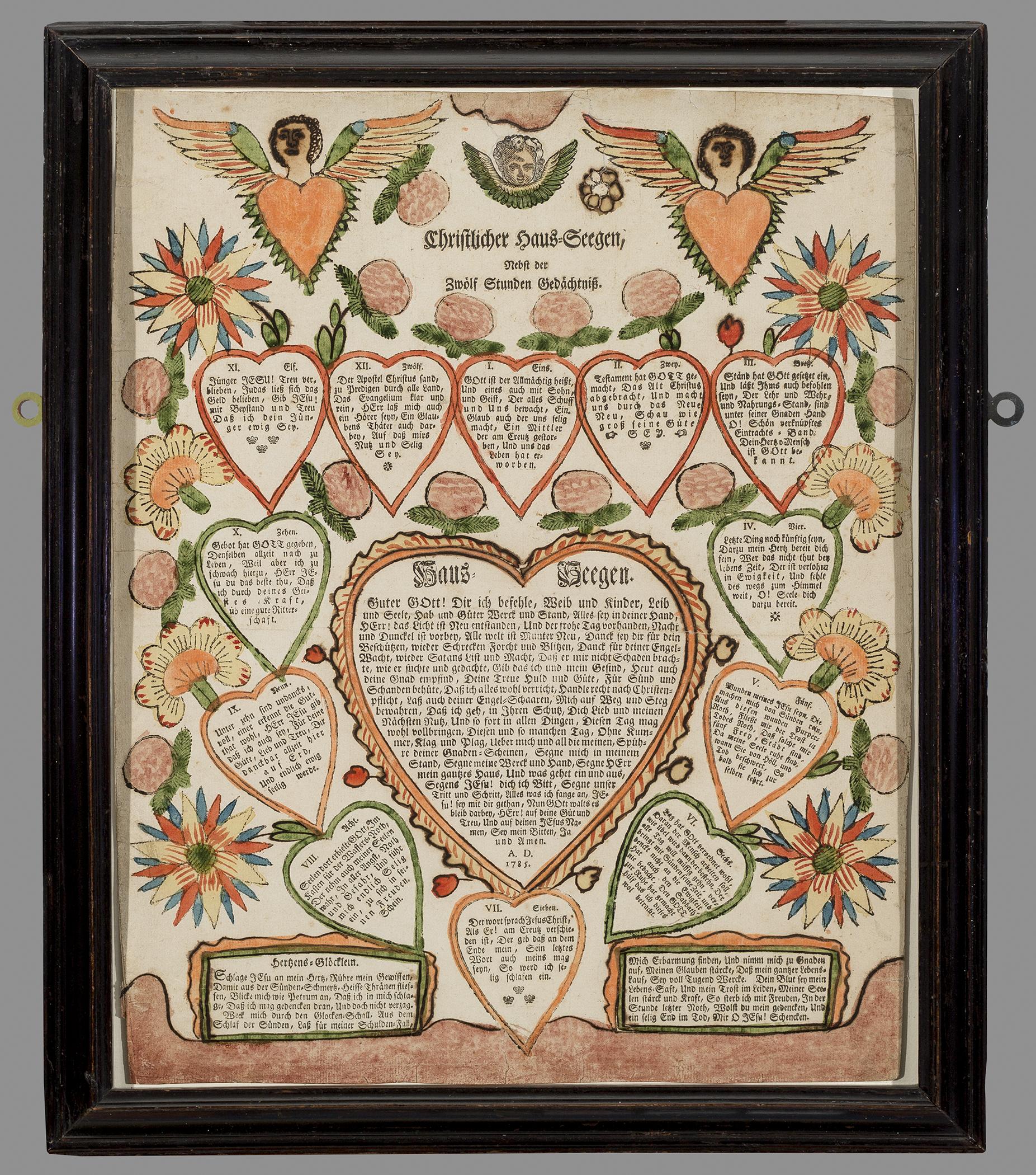 1957.1214 Fraktur, 1965.2795 Frame, view 1