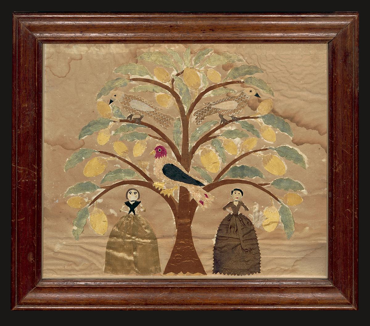 1957.1226 A,B Fabric Picture and Frame