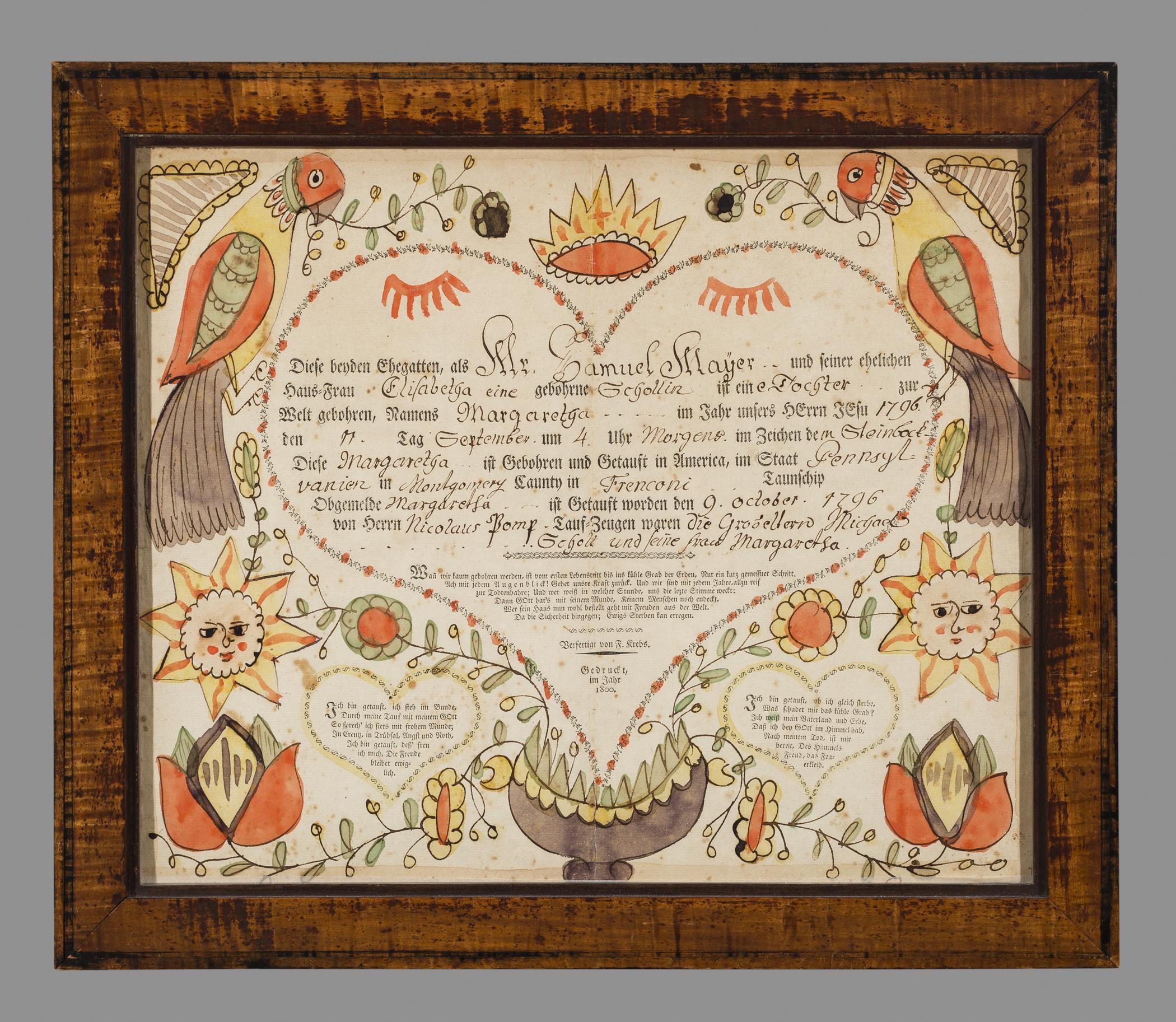 1957.1250 A Fraktur, B Frame, view 1