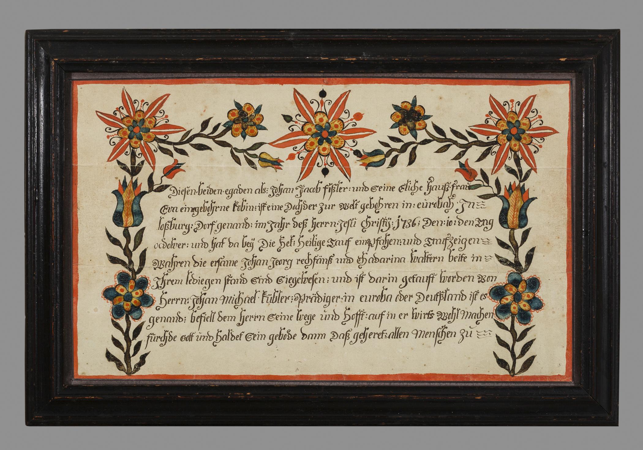 1957.1251 A Fraktur, B Frame, view 1