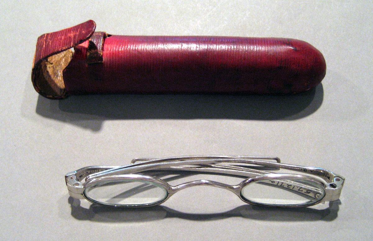 1957.1271 A, B Silver Spectacles and case