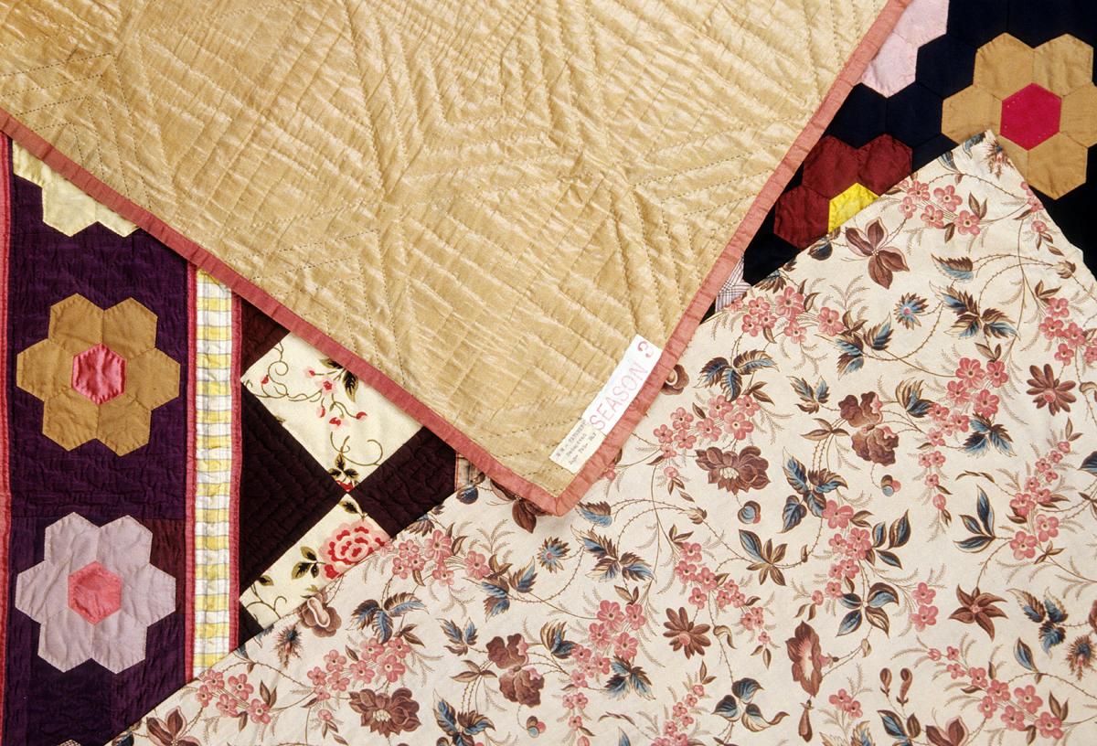 1957.1283, 1957.1282.001 Quilt and Headcloth, Detail