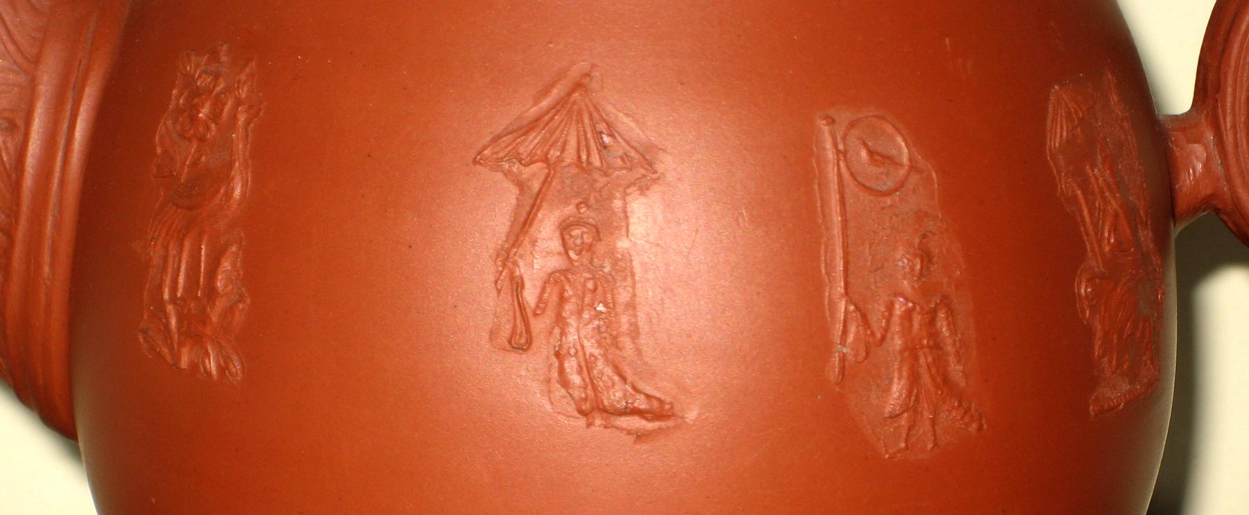 1975.0002 A, B Redware coffeepot (detail 1)