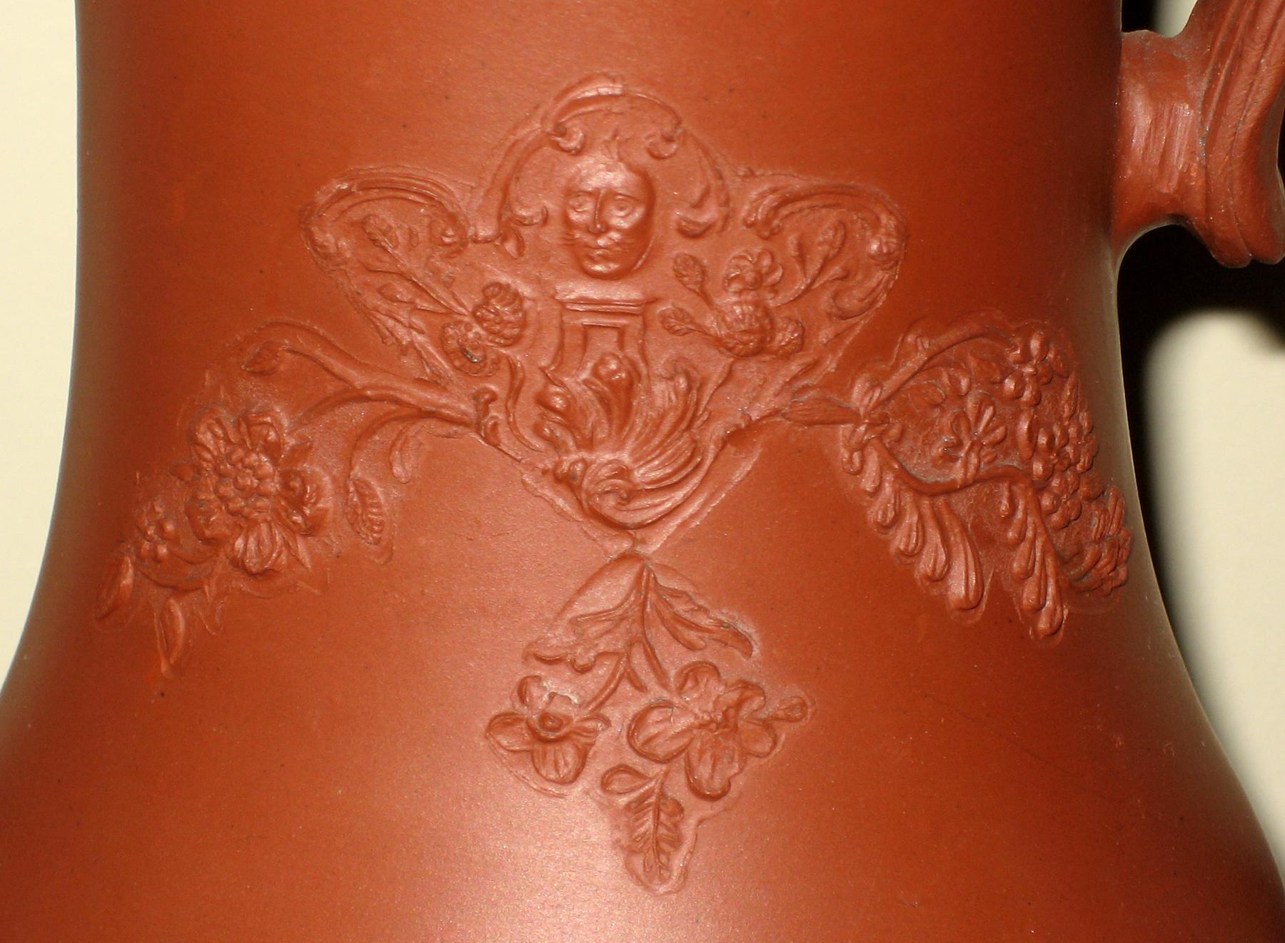 1975.0002 A, B Redware coffeepot (detail 2)
