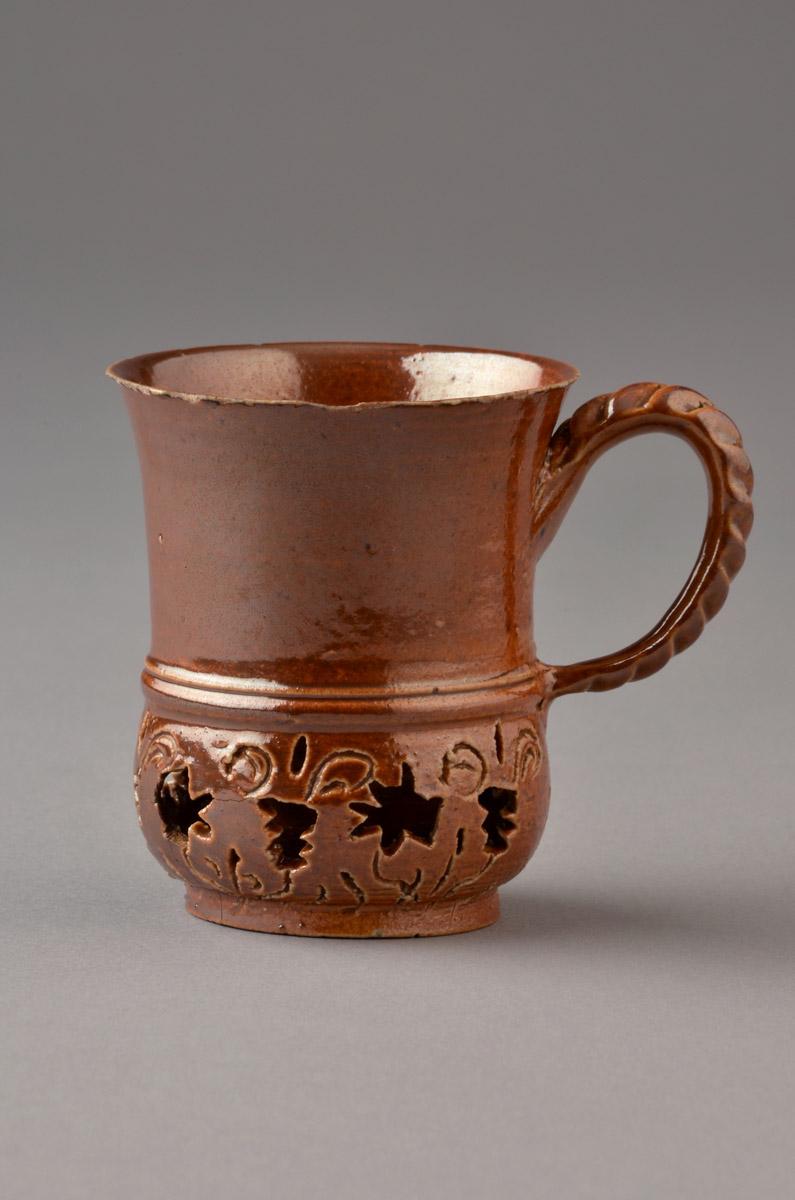 1975.0194 Salt-glazed stoneware mug, cup, or capuchine, view 1