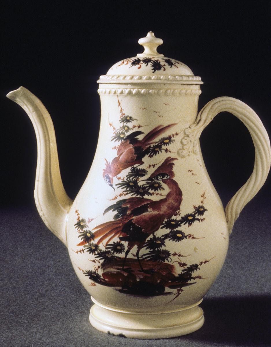 1976.0312 A, B Creamware coffee pot
