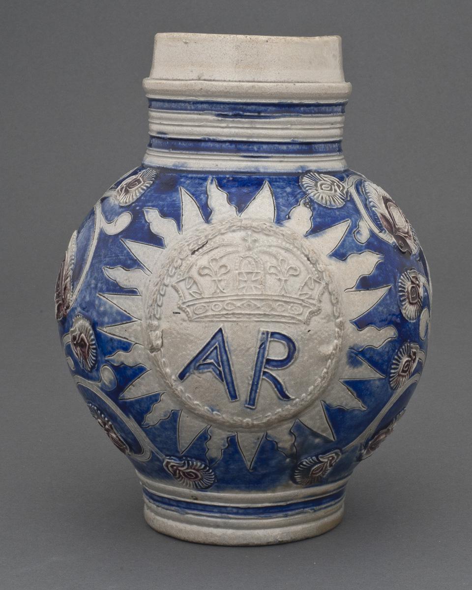 1977.0046 Jug, Queen Anne medallion jug (front view)