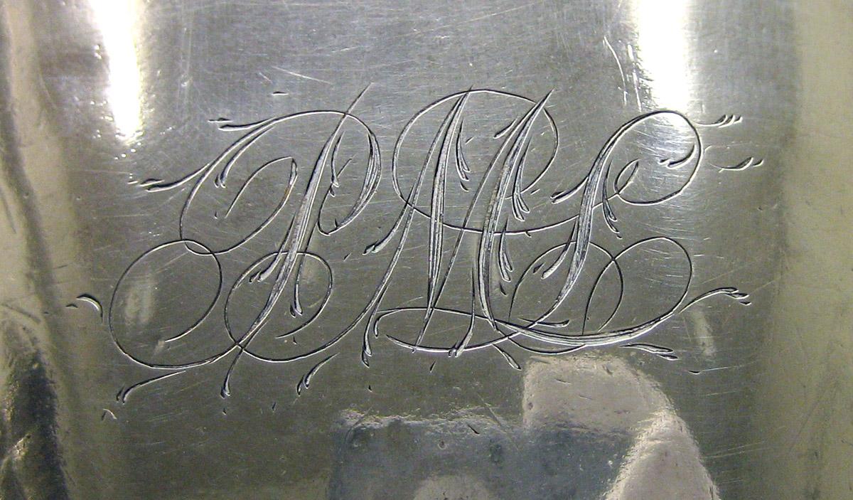 1977.0076 A, B Silver Sugar bowl engraving