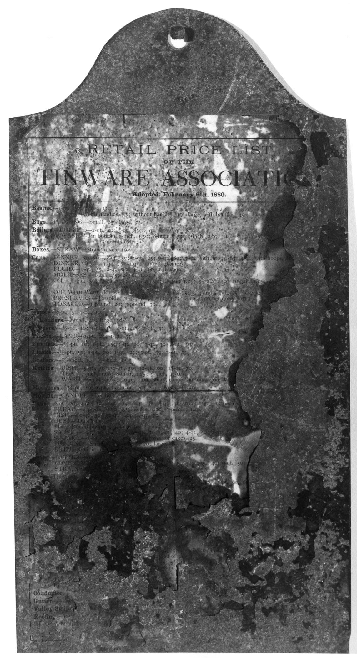 1977.0180 Tinware price list
