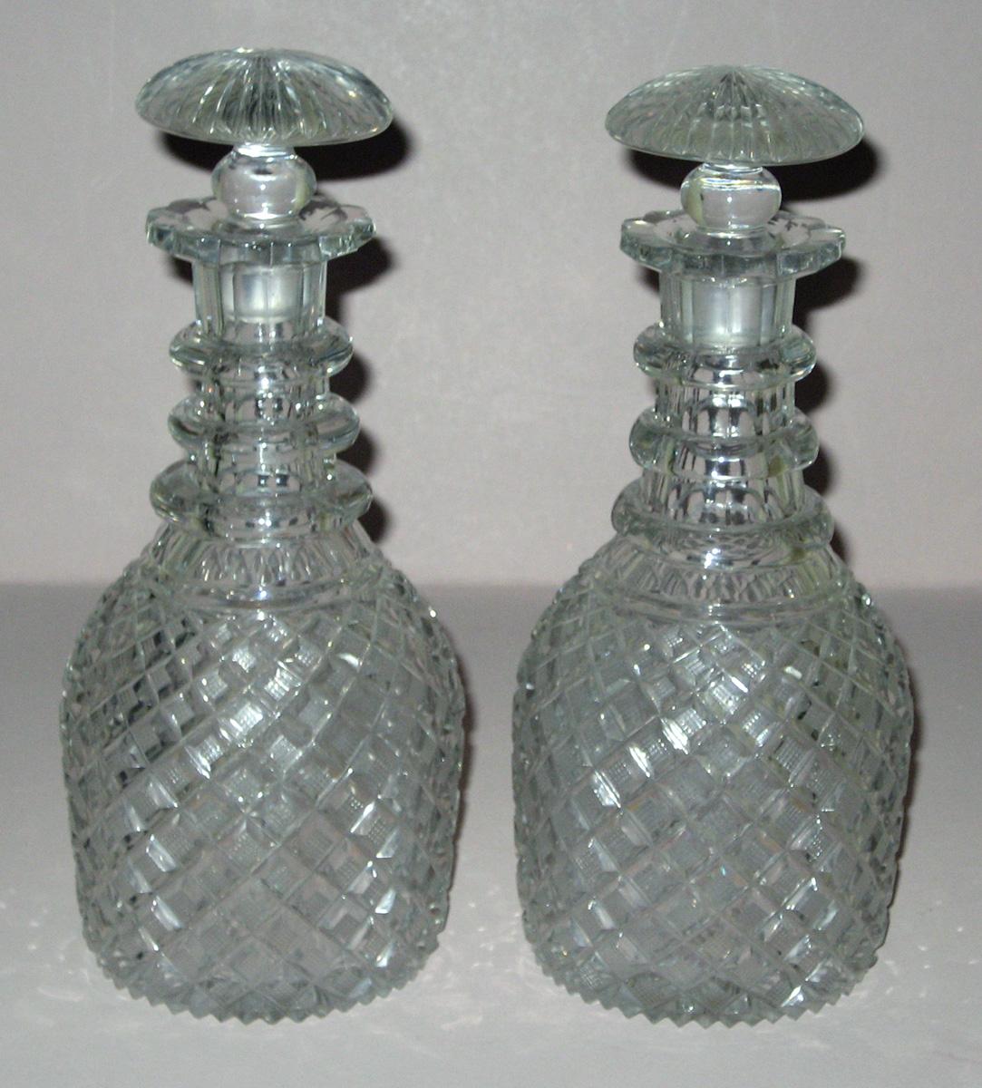 1977.0181.001 and .002 A, B Pair of cut glass decanters