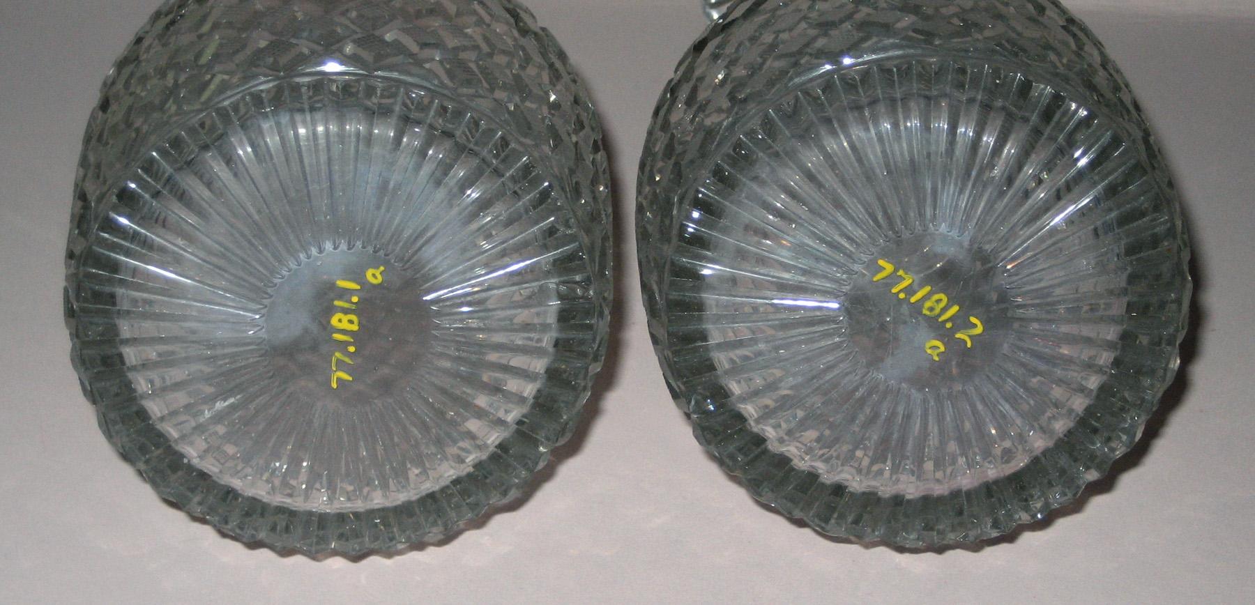 1977.0181.001 and .002 A, B Pair of cut glass decanters (bottoms)