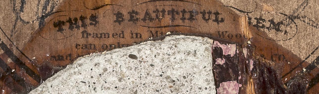 1977.0586 A Print mounted on wood, detail 2, reverse