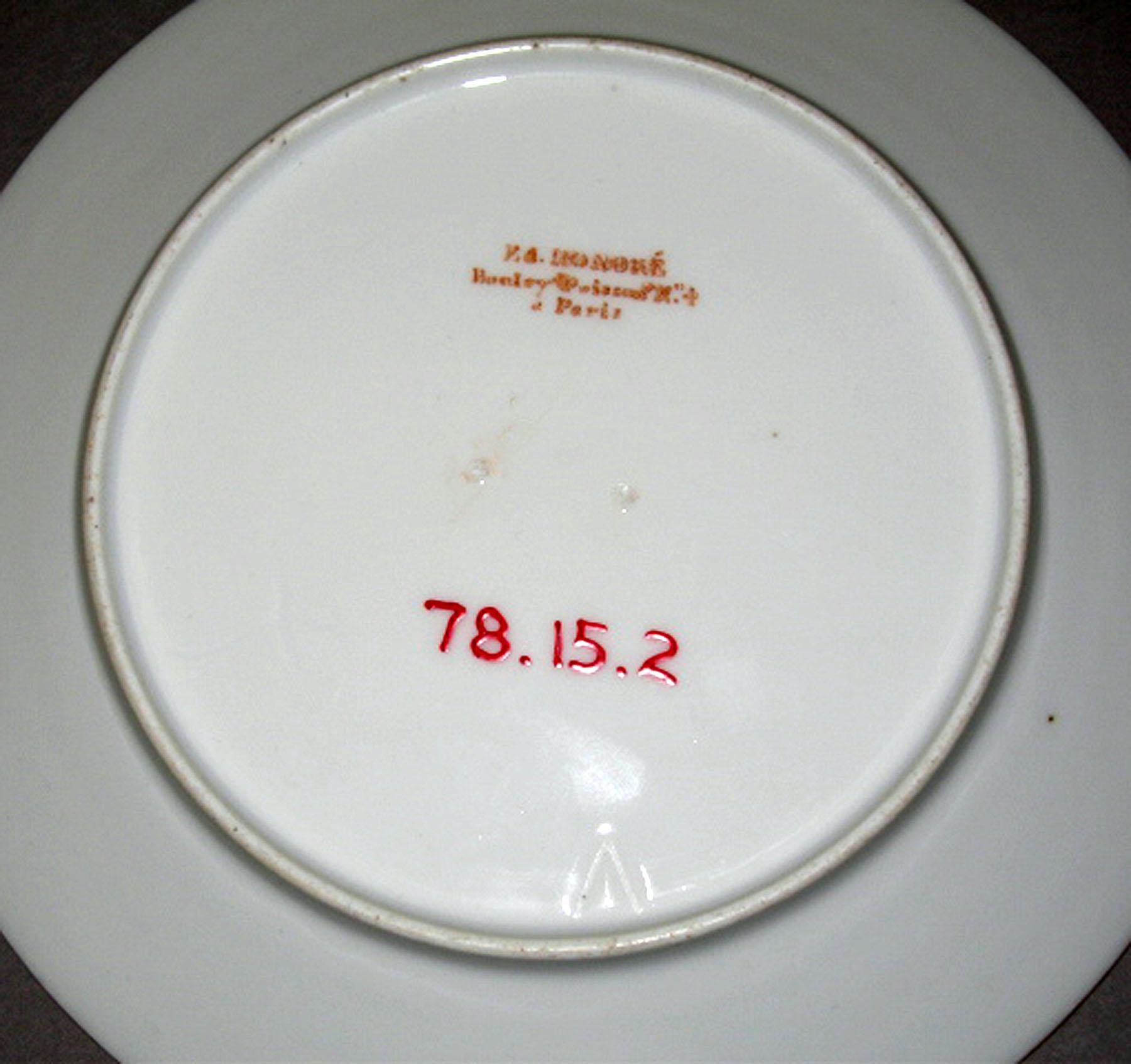 1978.0015.002 French porcelain plate (underside)