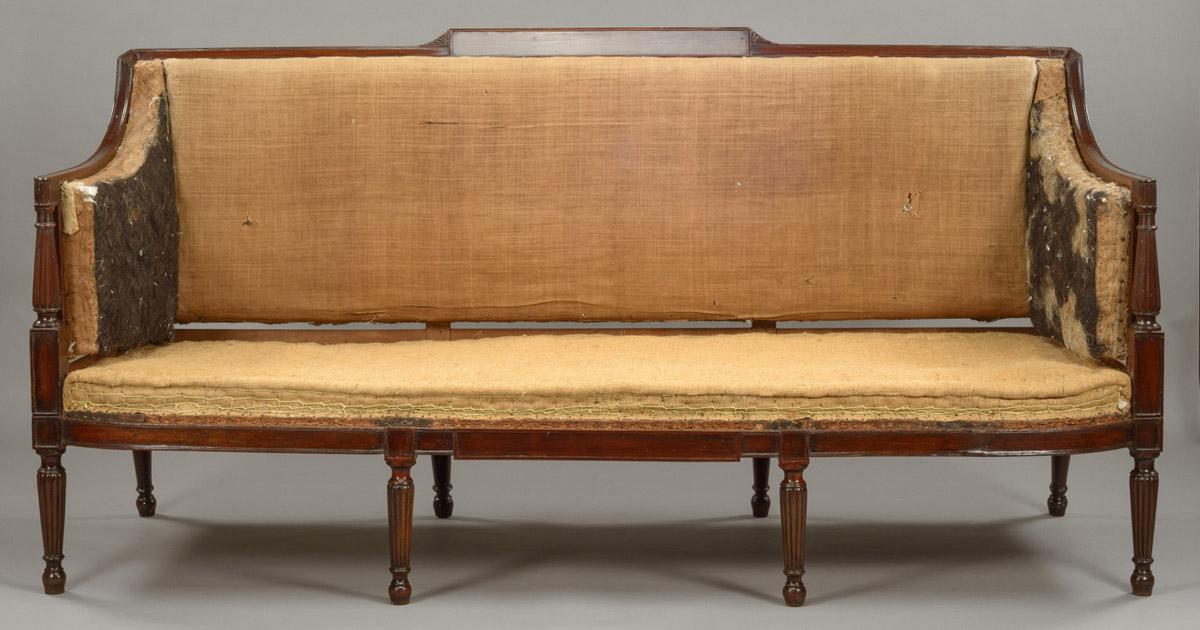 1978.0159 Sofa, view 3, after conservation treatment