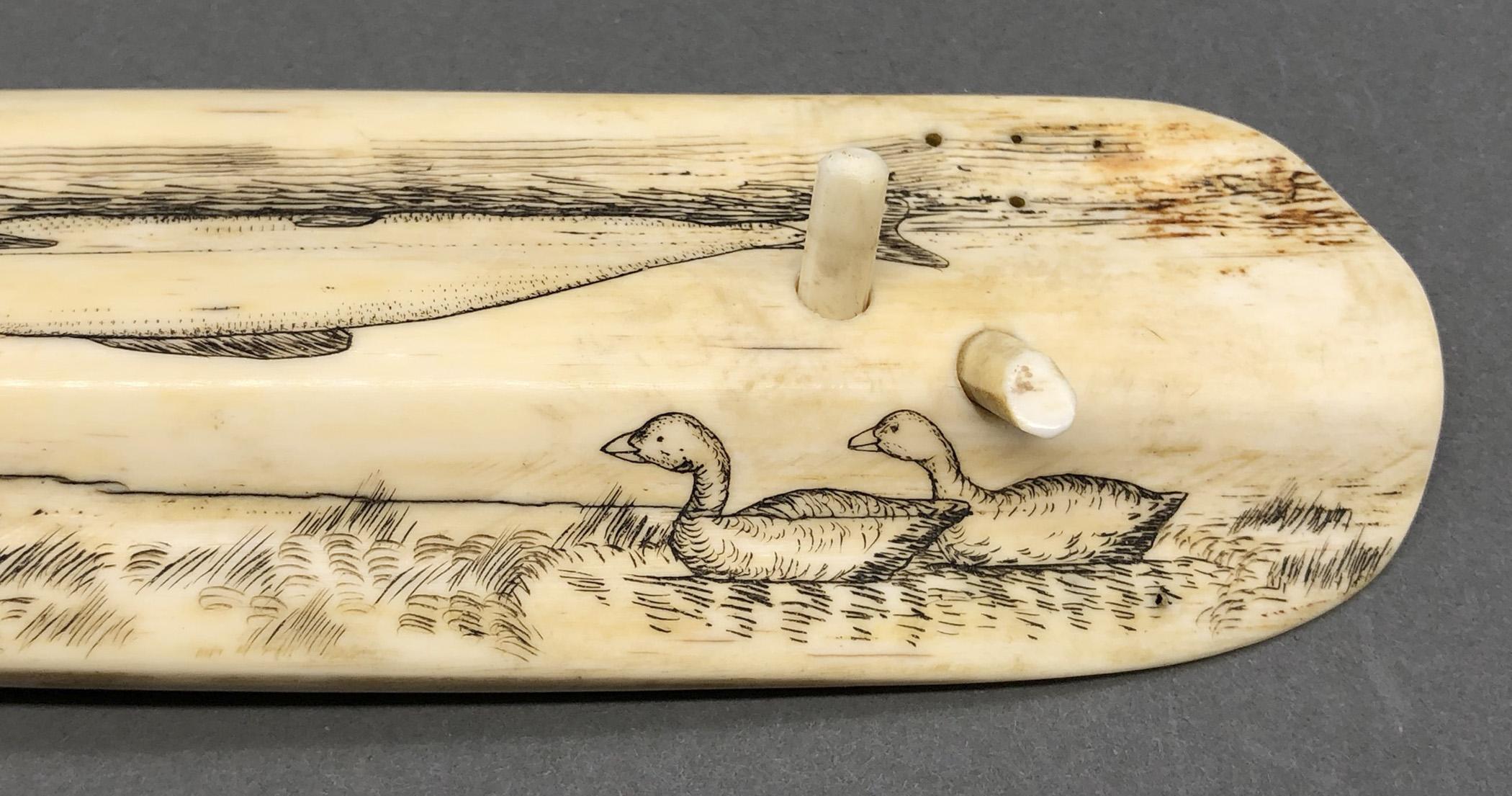 1978.0165 Cribbage board, Scrimshaw game board, view13 Reverse detail
