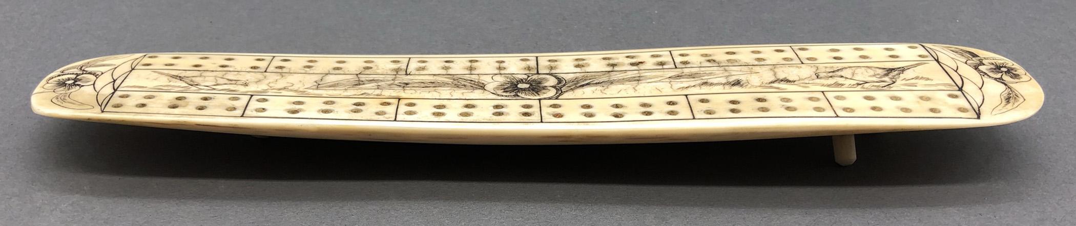 1978.0165 Cribbage board, Scrimshaw game board, view6 Obverse Side View