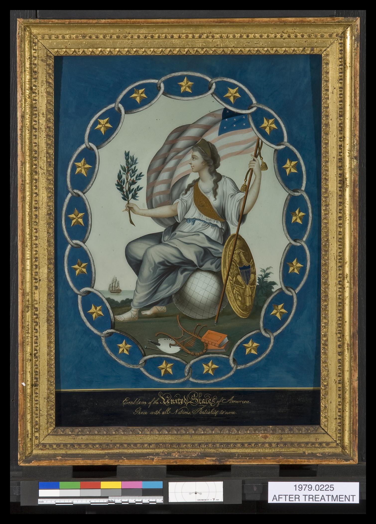 1979.0225 A Painting on glass, B Frame, view 1, after conservation treatment