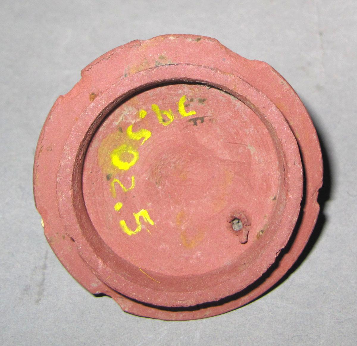 1979.0502.005 Redware teapot cover underside