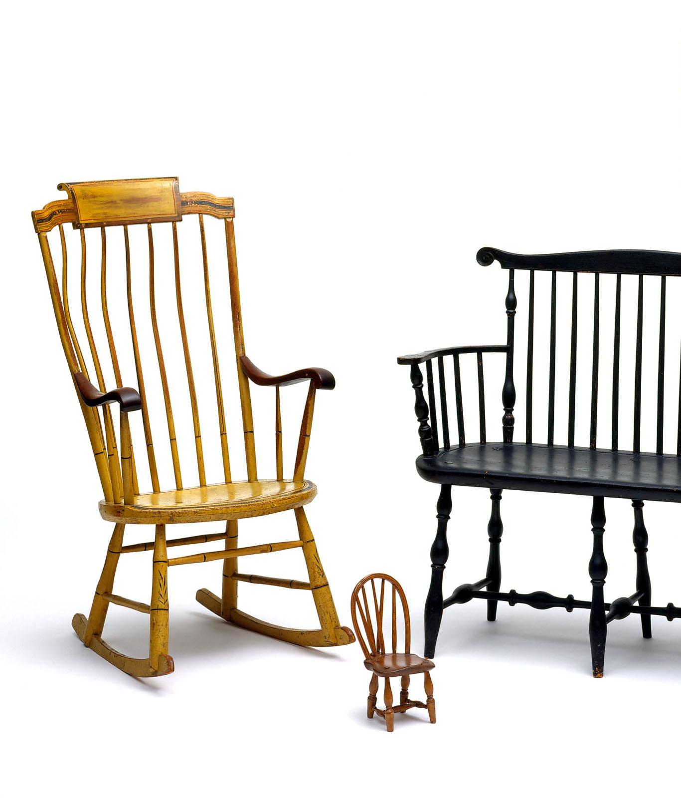 1980.0009 Chair, 1964.1316 Miniature side chair, 1980.0008 Settee, view 1