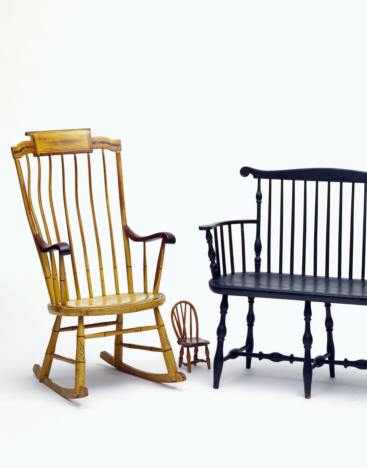 1980.0009 Chair, 1964.1316 Miniature side chair, 1980.0008 Settee, view 3
