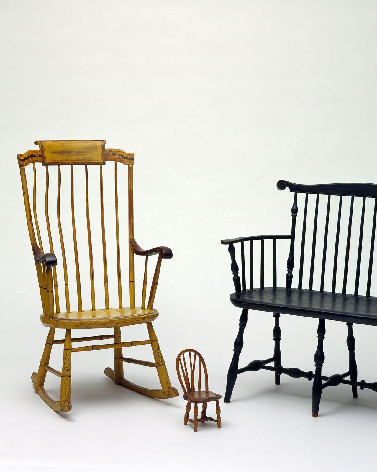 1980.0009 Chair, 1964.1316 Miniature side chair, 1980.0008 Settee, view 2