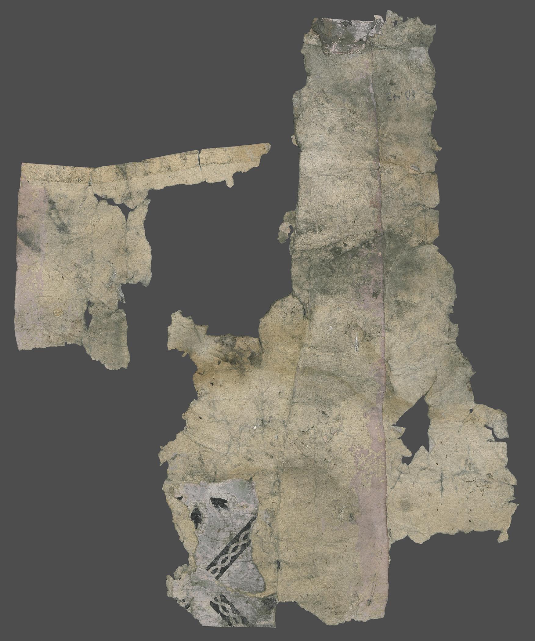 1980.0043 Wall covering, Fragment 3, set of 2 pieces, reverse