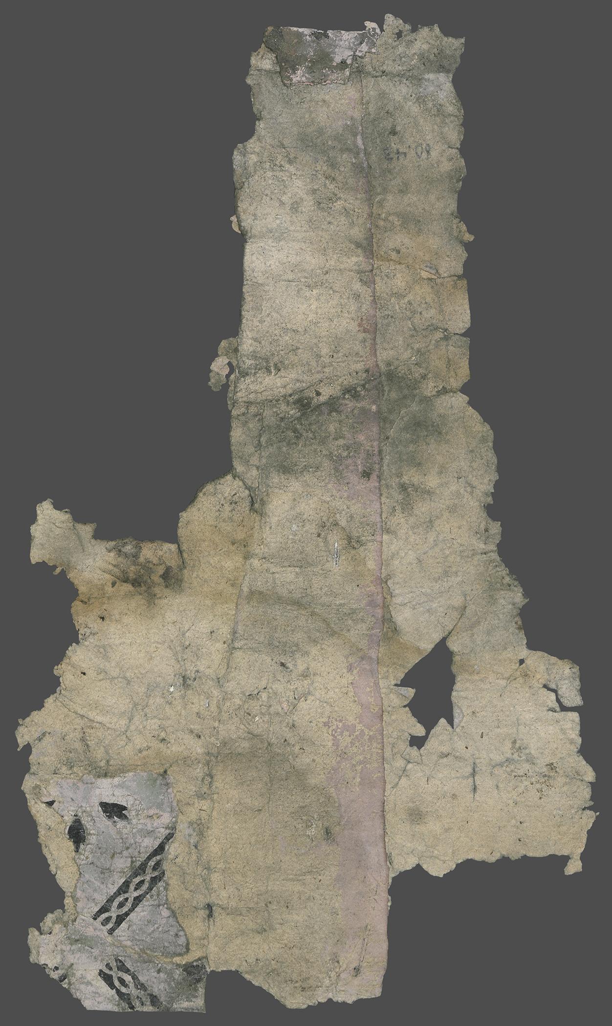 1980.0043 Wall covering, Fragment 3, piece 1, reverse