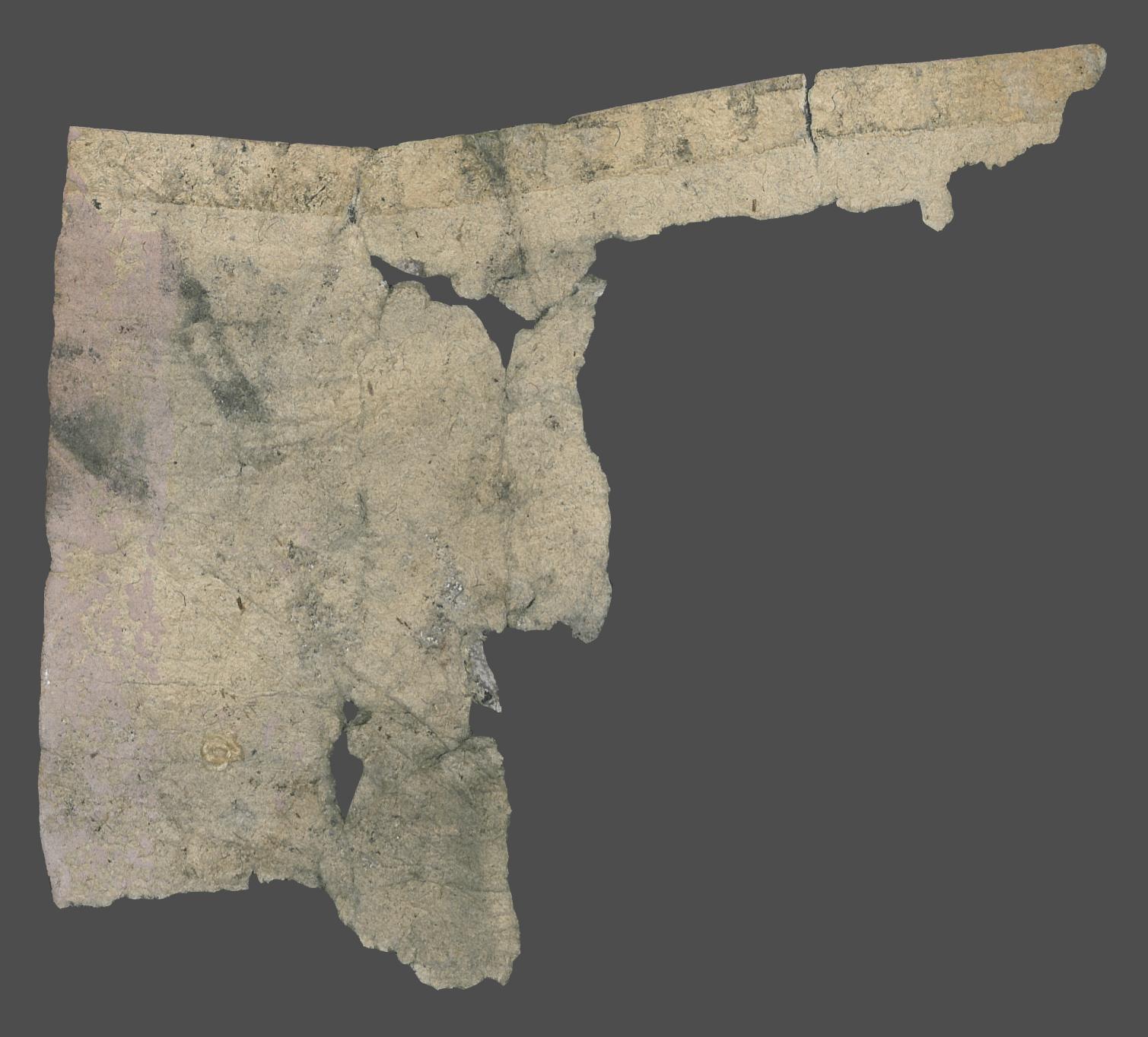 1980.0043 Wall covering, Fragment 3, piece 2, reverse