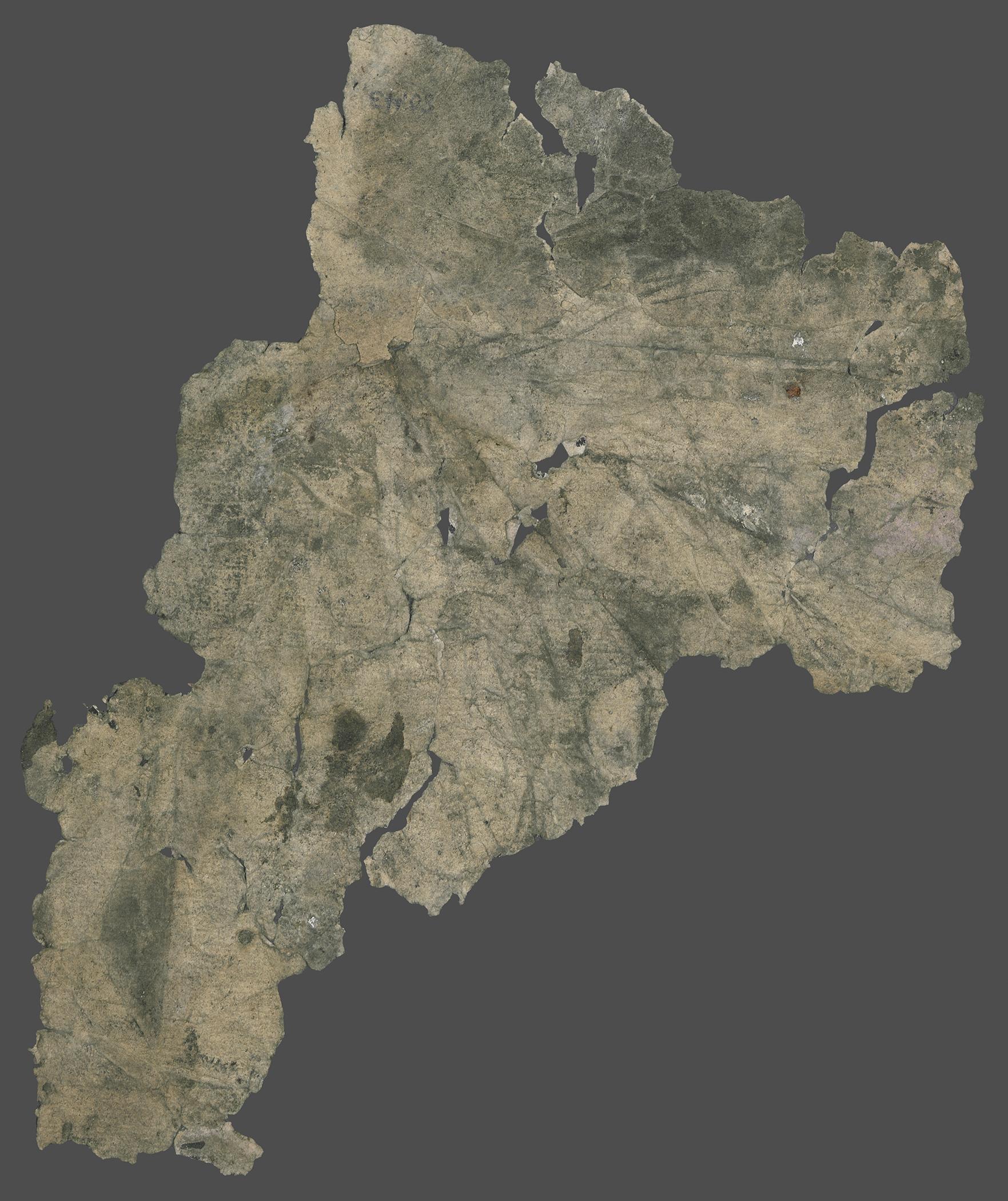 1980.0043 Wall covering, Fragment 4, piece 1, reverse