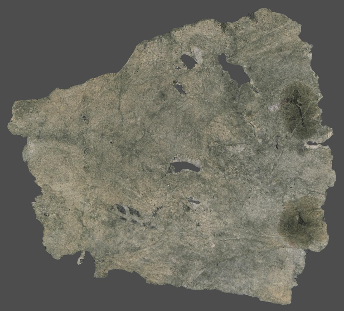 1980.0043 Wall covering, Fragment 4, piece 2. reverse
