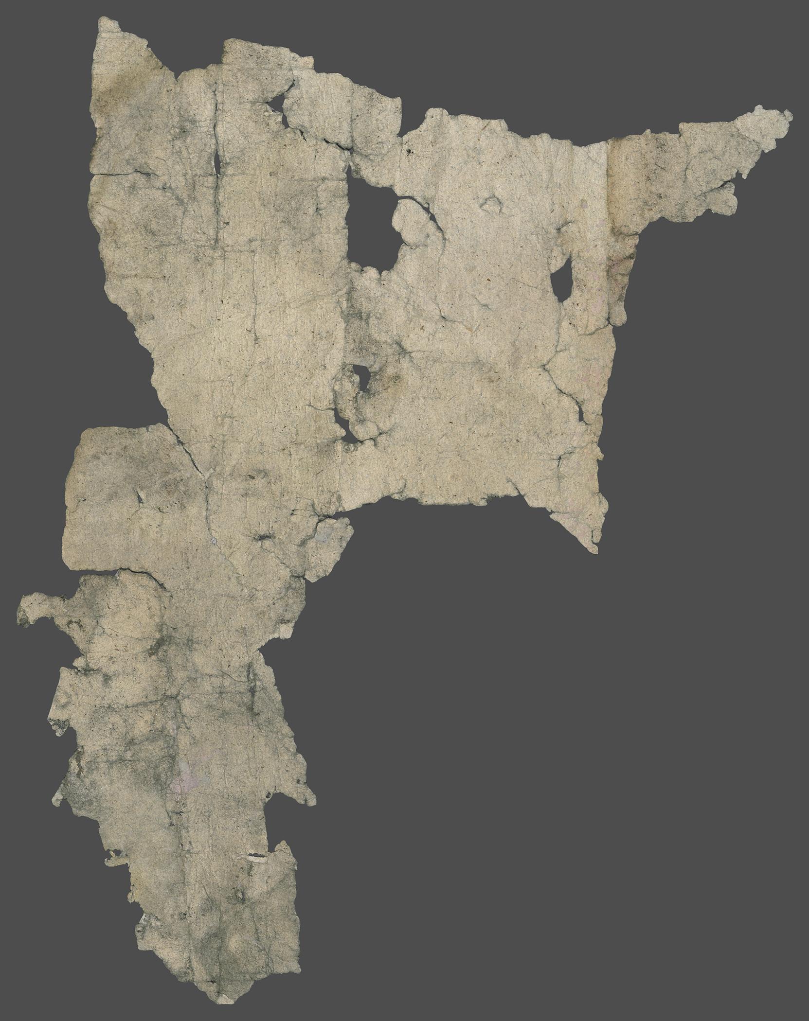 1980.0043 Wall covering, Fragment 6, piece 1, reverse