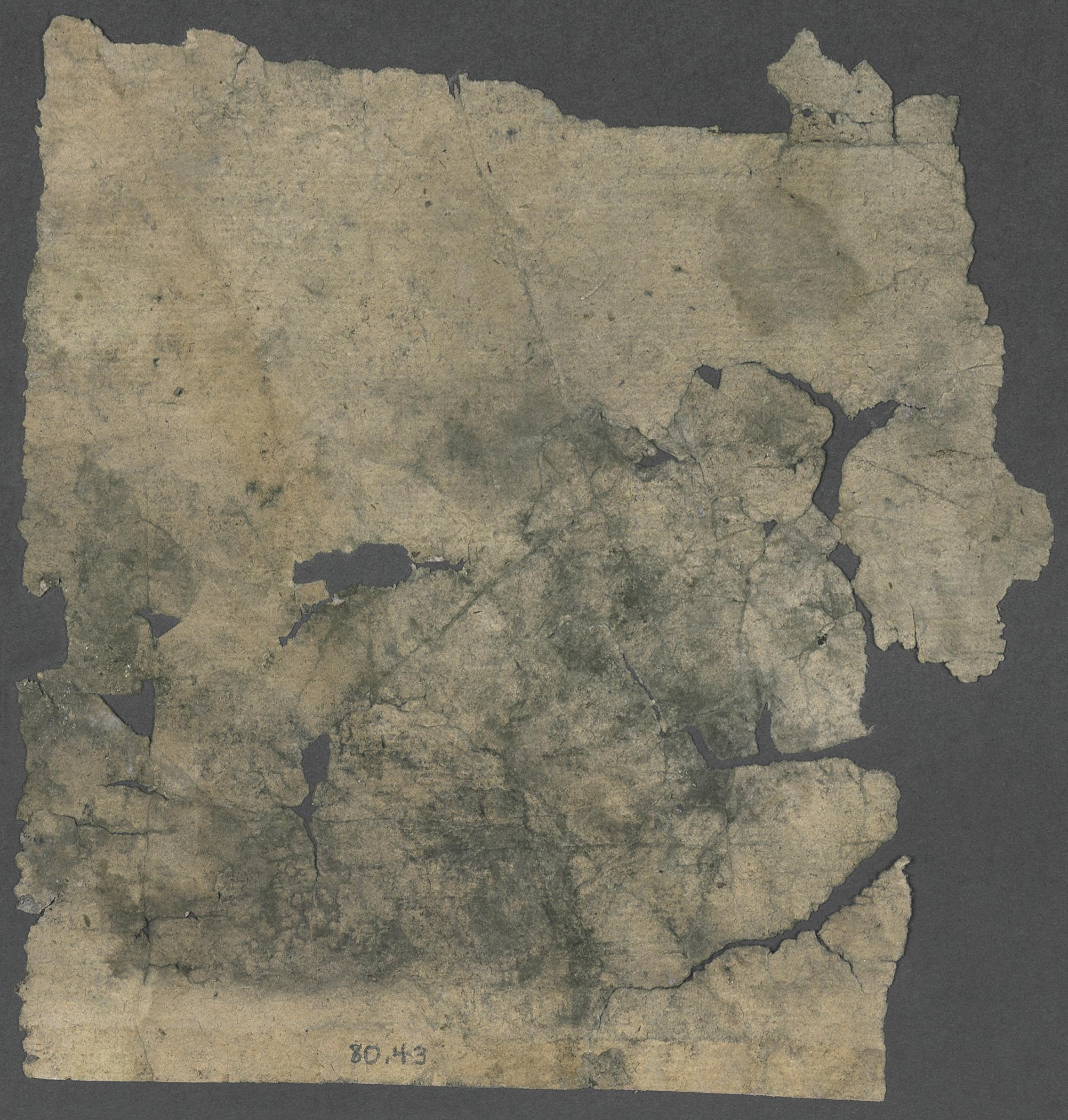 1980.0043 Wall covering, Fragment 2, piece 1, reverse