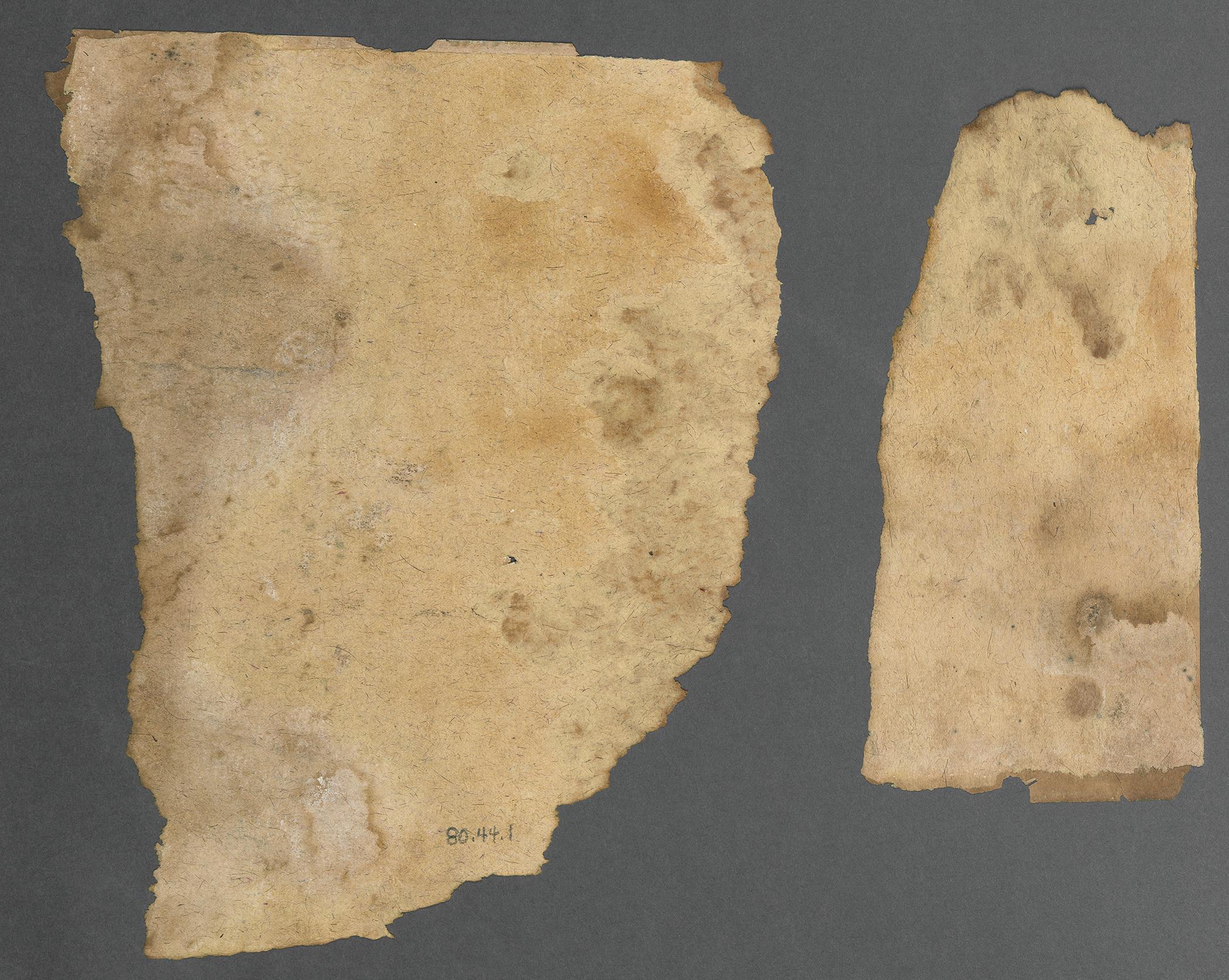 1980.0044.001 Wall covering, Fragments 1 and 2, reverse