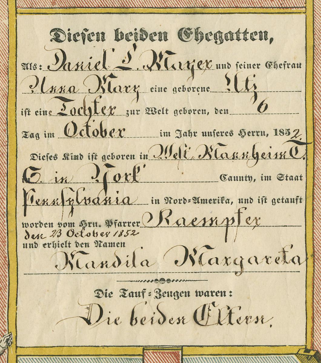 1980.0049 Fraktur, detail 1