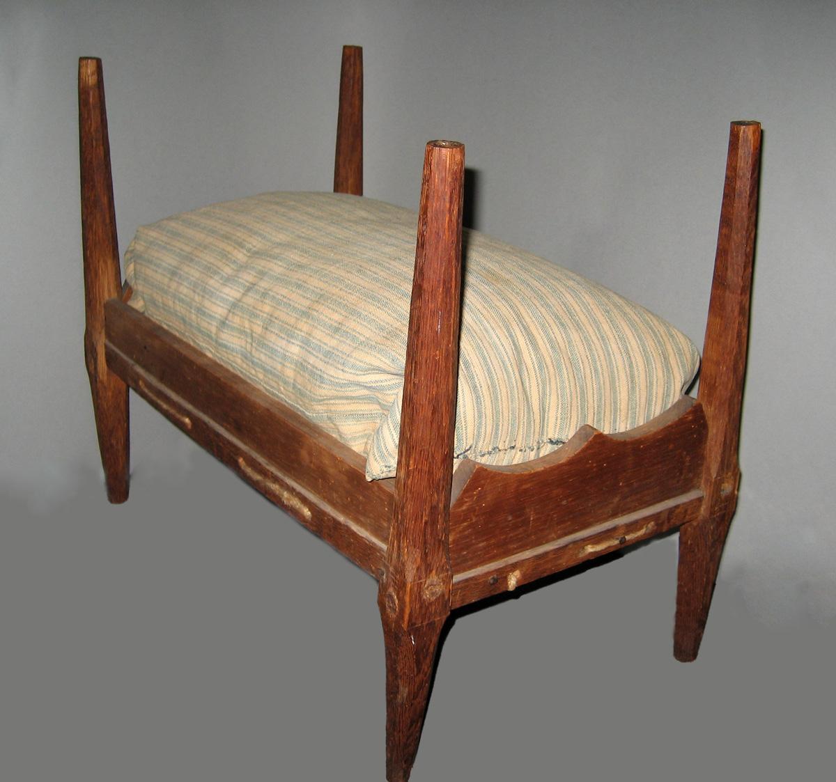 1980.0196 A, B Minature bed and mattress view 2