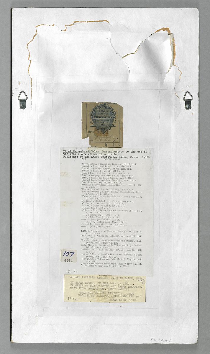 1981.0007 B Frame, Verso